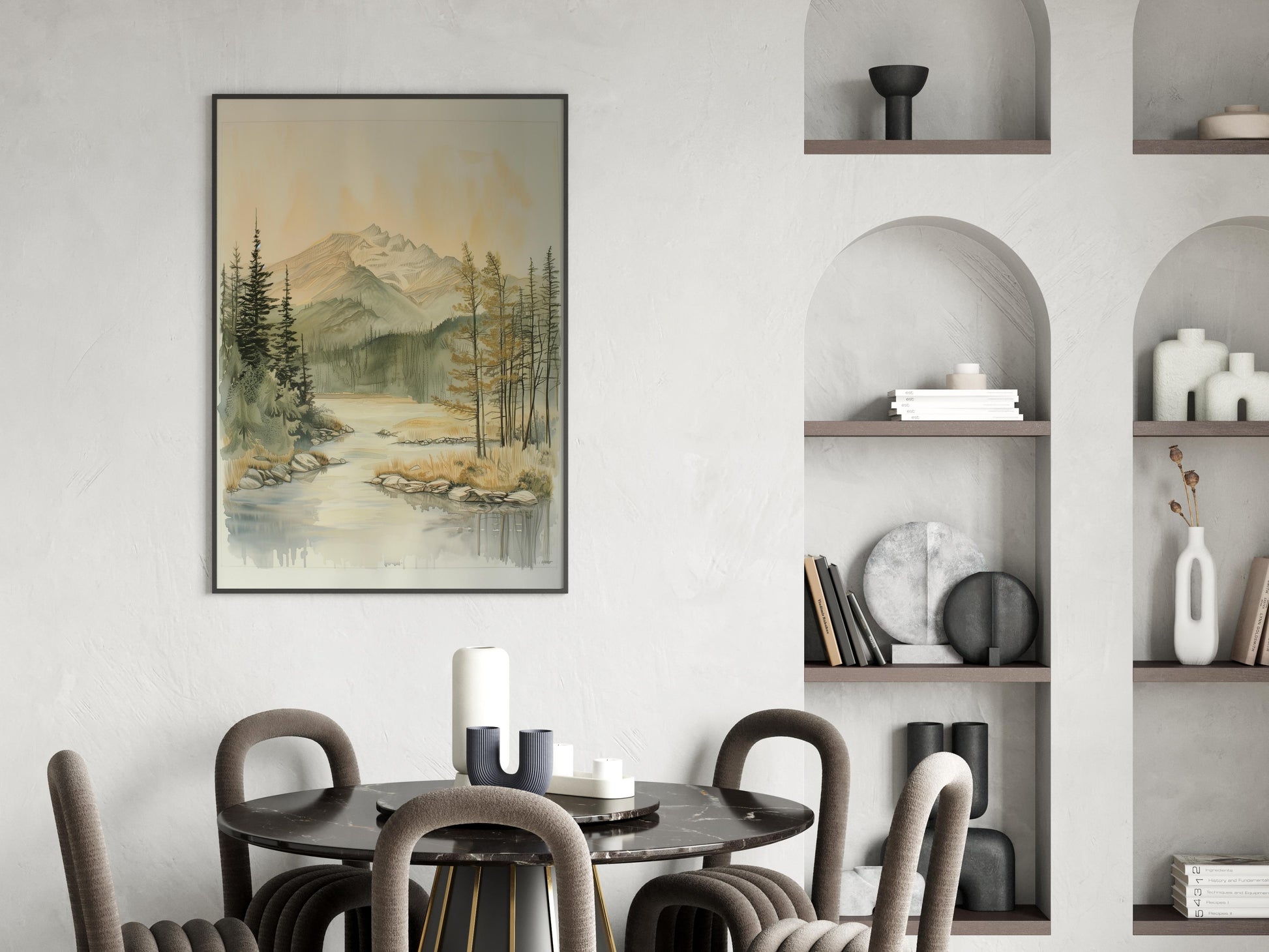 Whisper of Mountain Serenity- Japanese art, Wall art, Home decor, Ink, Interior design