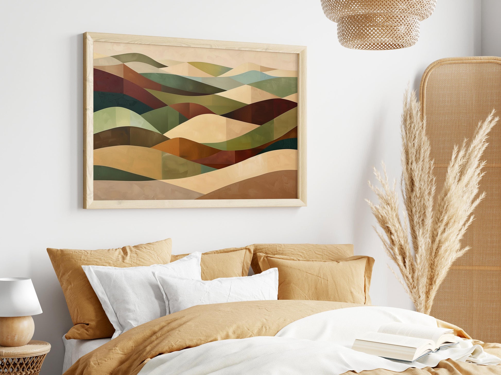 Geometric Desert Waves- Desert Landscape, Wave Forms, Serenity in Chaos, Geometric Shapes, Abstraction