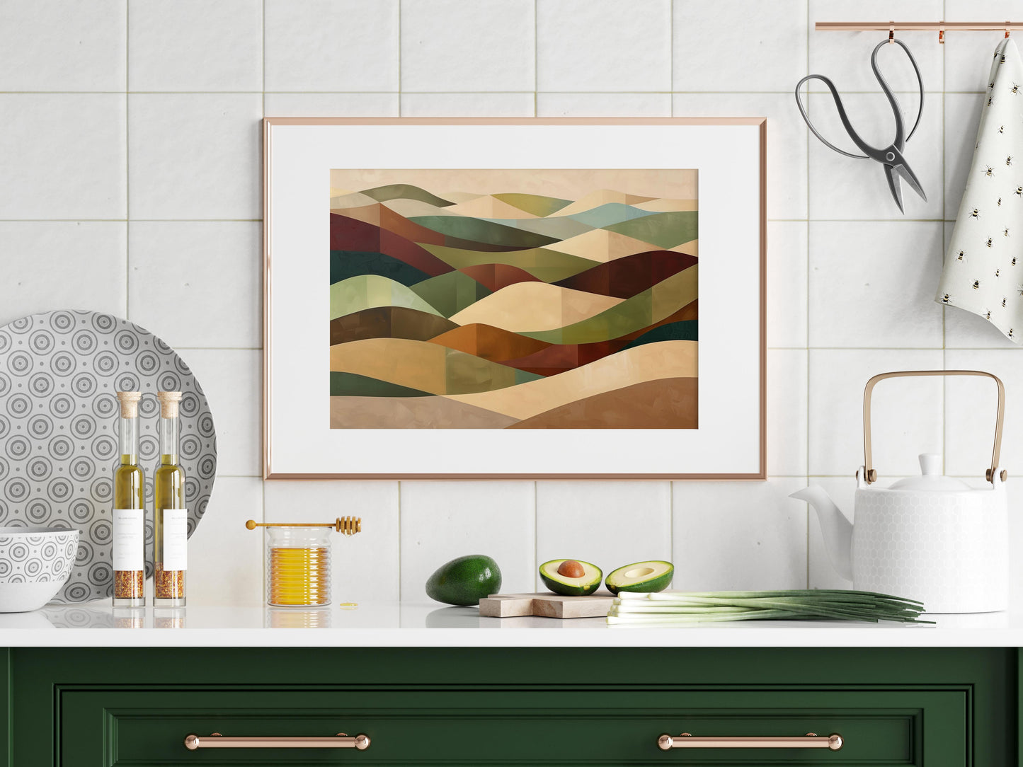 Geometric Desert Waves- Color Transitions, Wave Forms, Abstract Art, Modern, Serenity