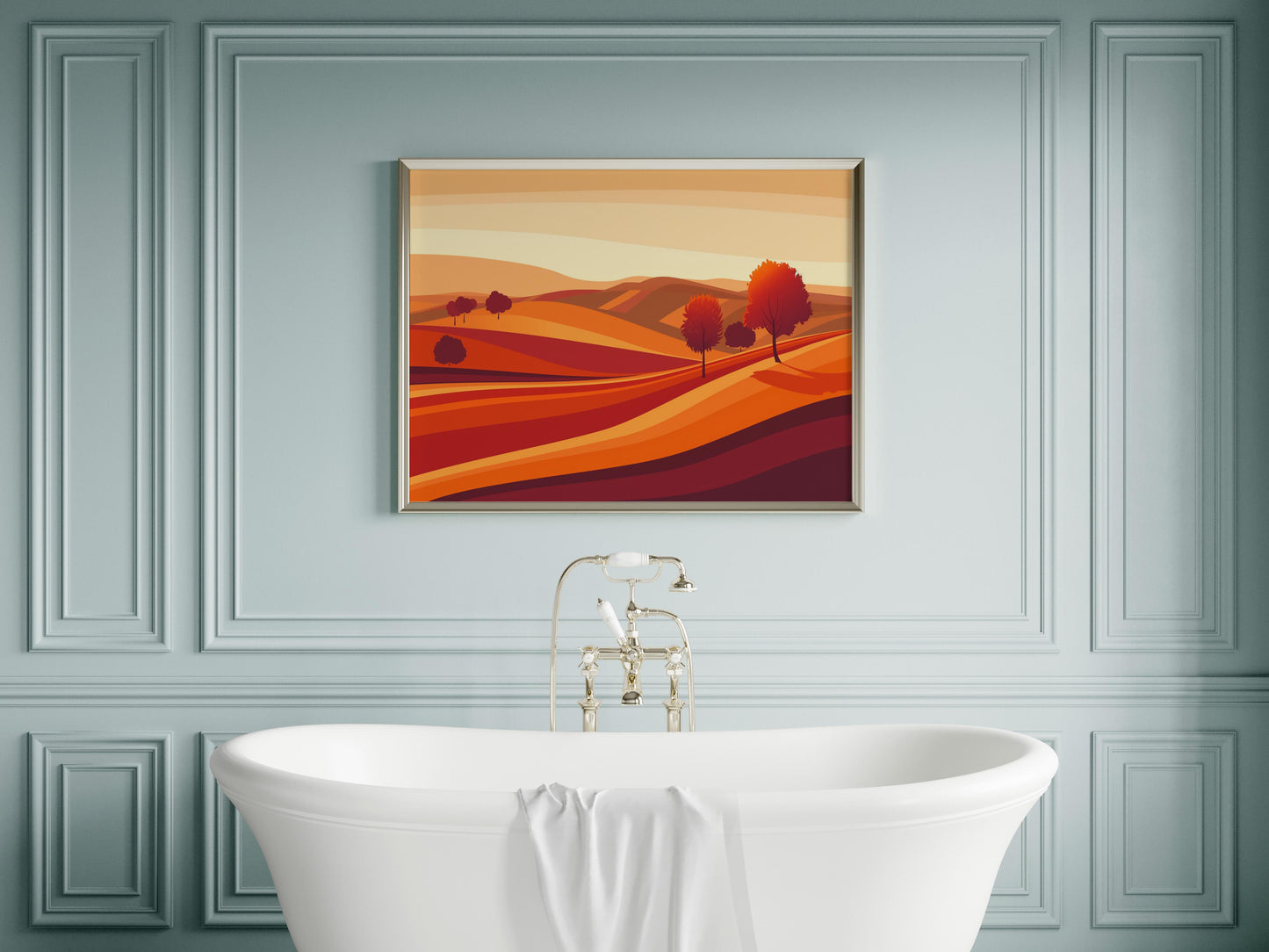 Twilight Glow in the Belgian Countryside- orange hues, harmony, Eldon Peak, modern aesthetics, Belgian fields