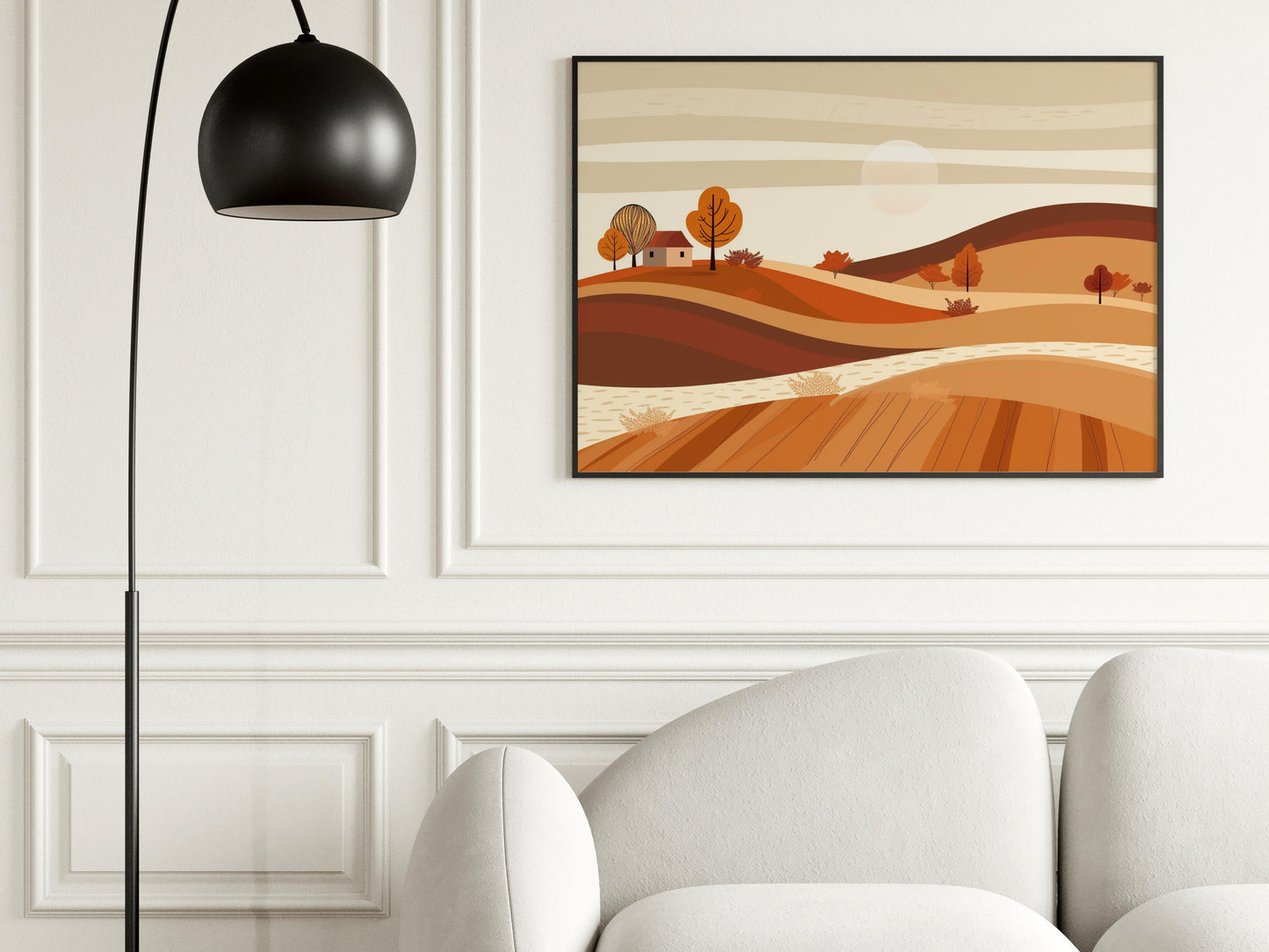 Belgian Autumn Enchantment- Stylization, Art print, Houses, Landscape, Tranquility