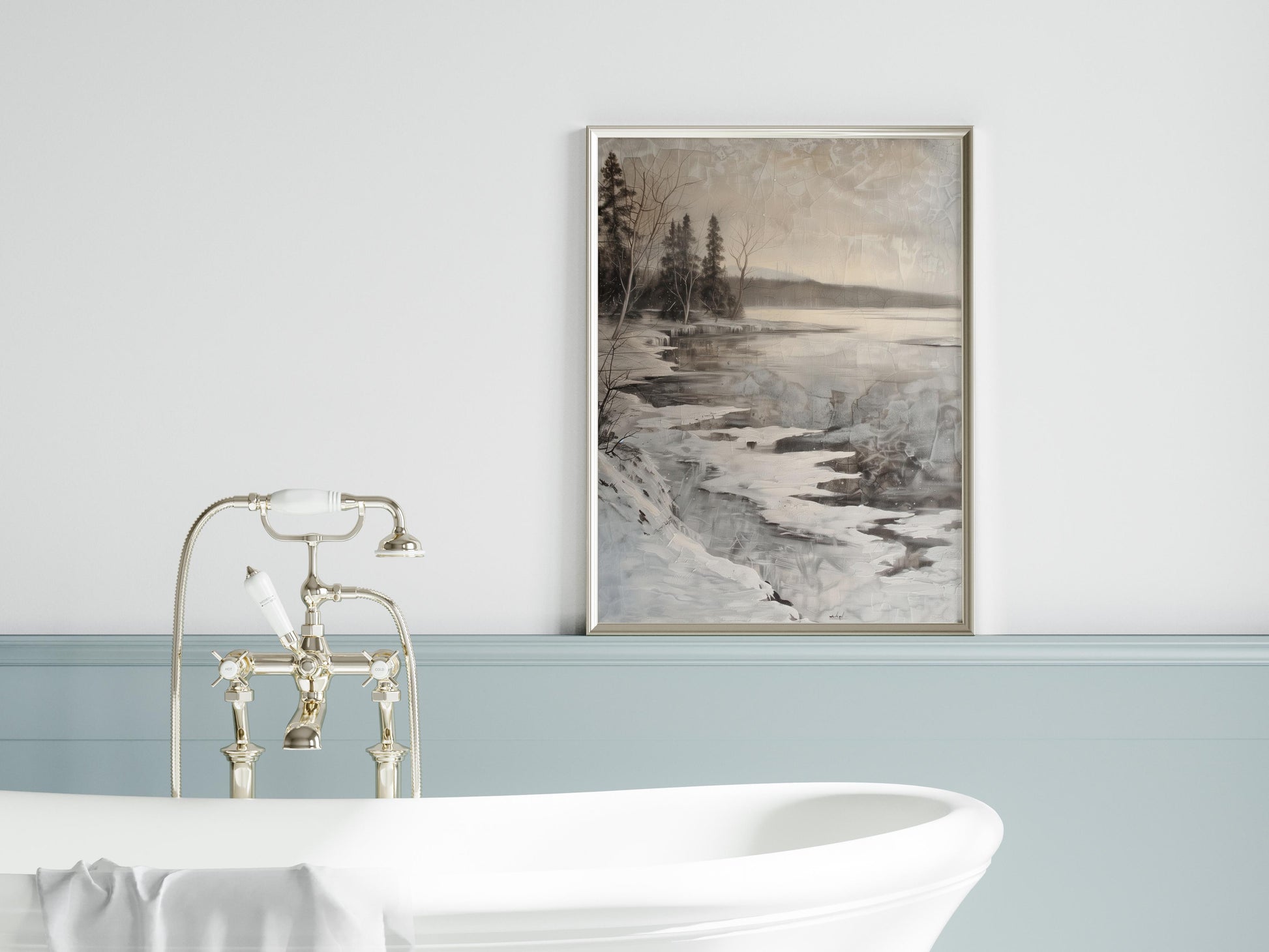 Winter Stillness at a Scandinavian Lake- Office Furnishing, Living Room Decor, Interior Design, Ethical Art Purchase, Lake Landscape