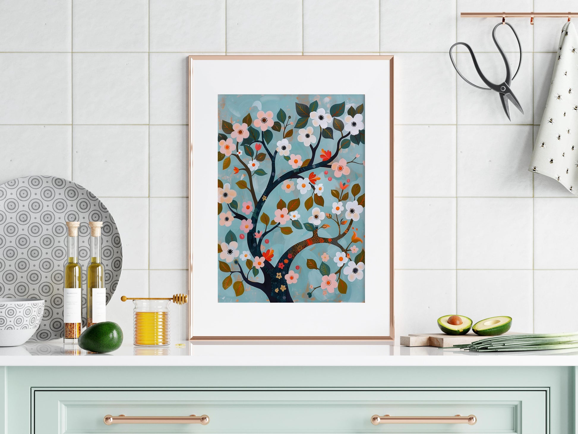 Spring Blossoms - A Tribute to Nature by Eloise Belmonte- harmonious, botanical art, unique style, minimalist, pastel colors