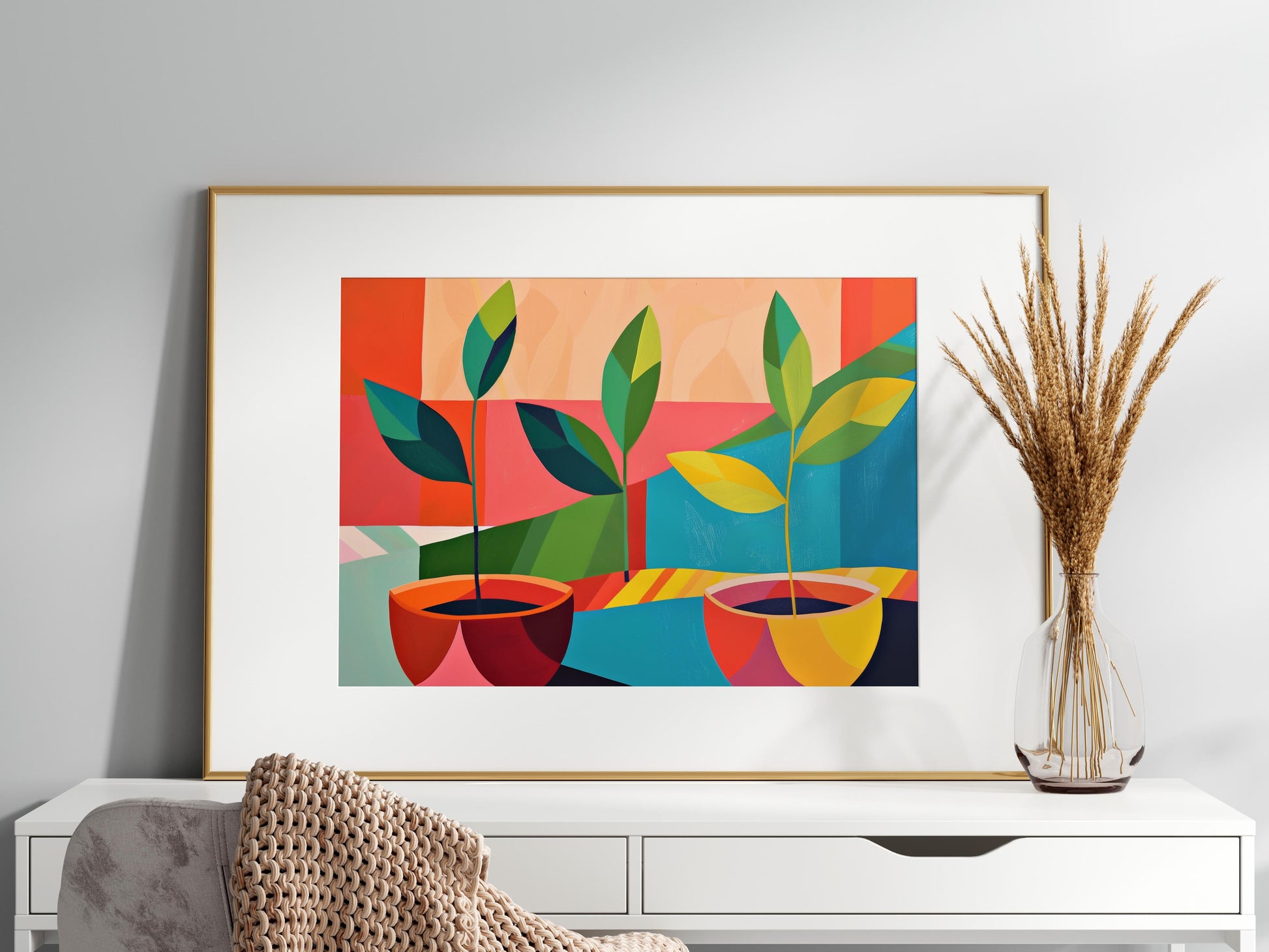 Lebendige Synthese- African landscape, color contrasts, green leaves, abstract art, Leila Abeni