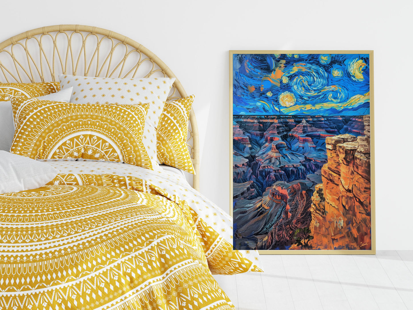 Celestial Swirl Above the Grand Canyon- America, Landscape painting, Home decoration, Mystic, Post-Impressionism