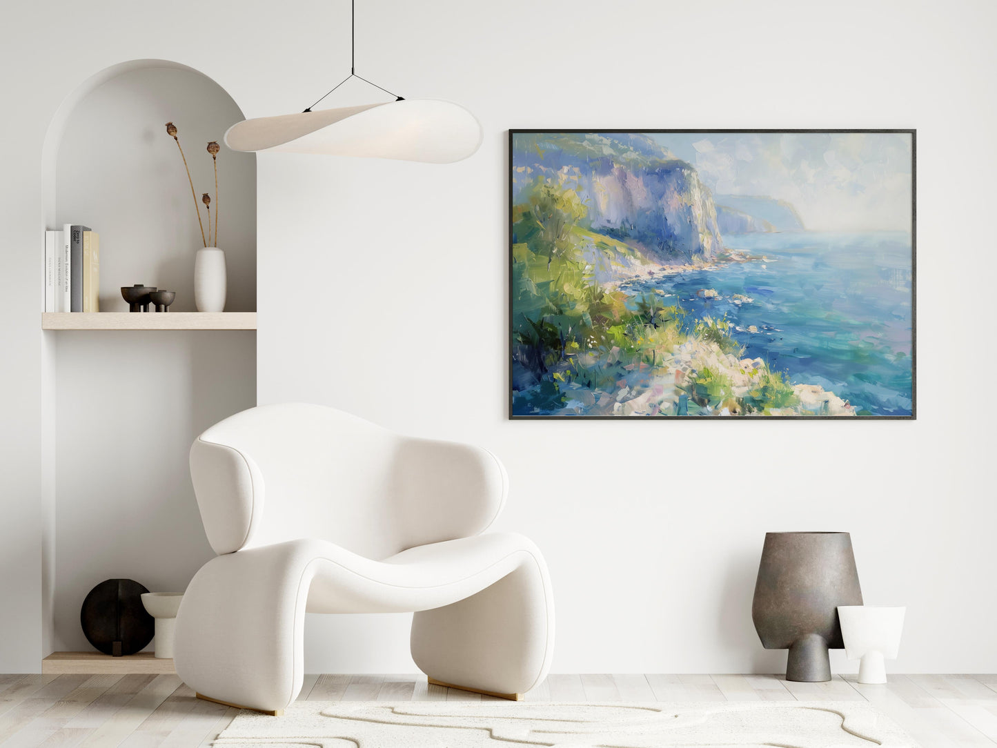 Midday Cliffs by the Sea- Iberian landscape, Eliana Costa, Nature, Portuguese artist, Play of light