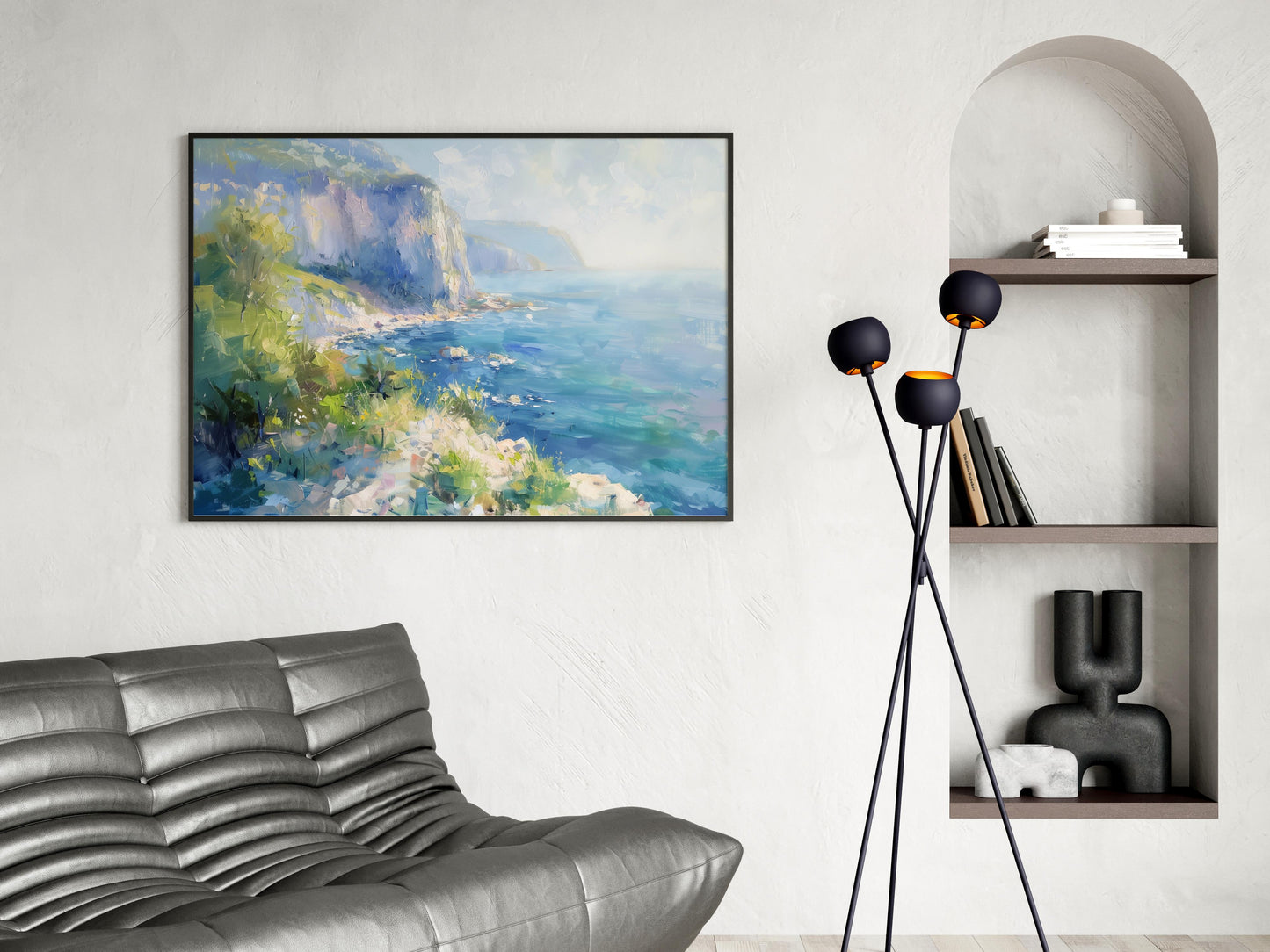 Midday Cliffs by the Sea- Coastline, Iberian landscape, Play of light, Impressionism, Sea view