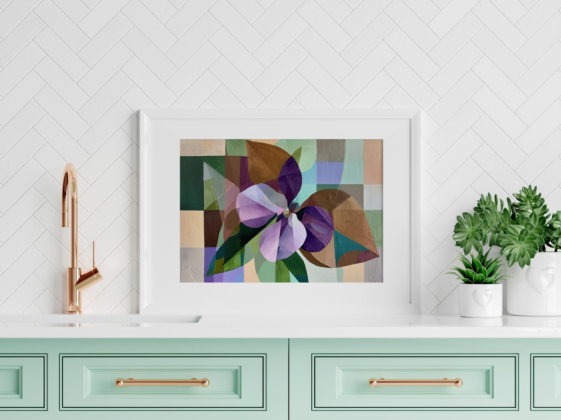 Geometric Serenity- Interior Decoration, Harmonious Artwork, Geometry, Soothing Art, Surrealism