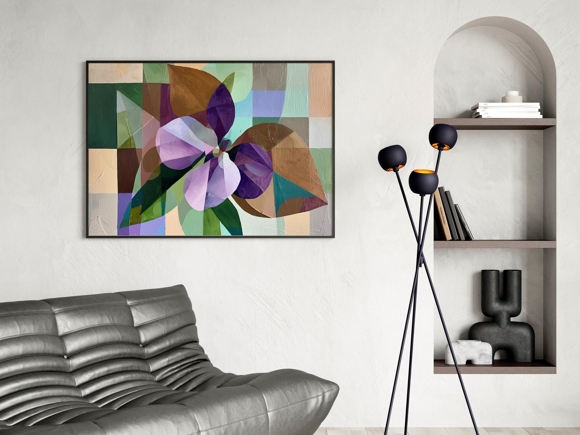 Geometric Serenity- Harmonious Artwork, Light and Shadow, Color Depth, Interior Decoration, Modernism