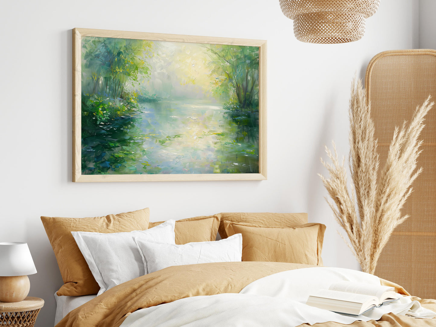 Morning Mist on the Riverside- Modern Art, Waterscape, Impressionism, Play of Light, Landscape