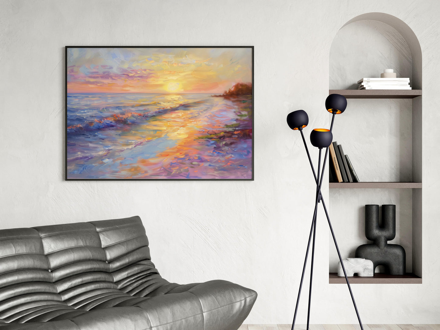 Dawn on the Coastal Horizon- Porto, Canvas, Morning twilight, Iberian landscape, Play of light