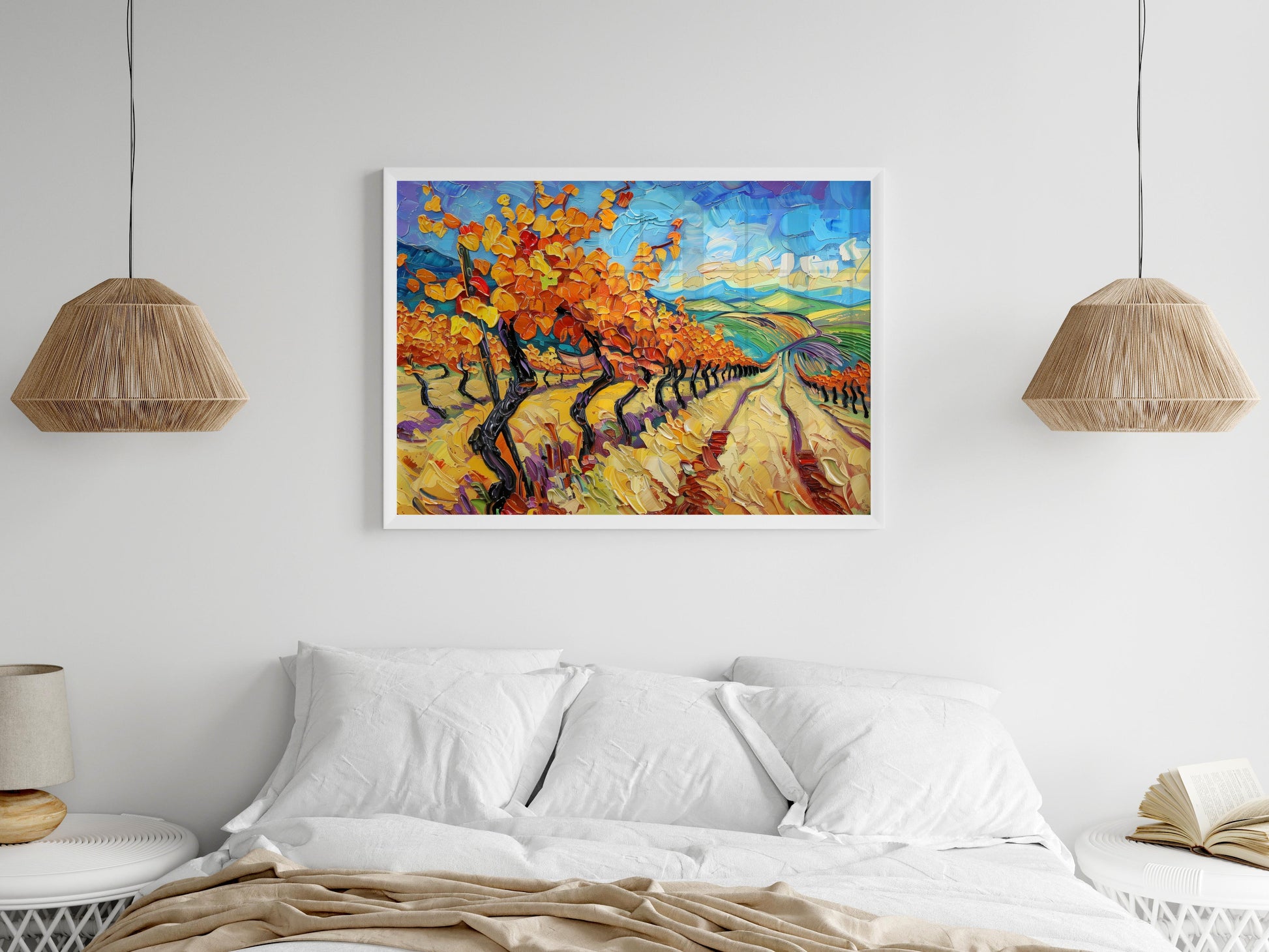 Autumn Magic in the Vineyard- Vines, Dynamic, Sky, Emotion, Expressive Brushstrokes