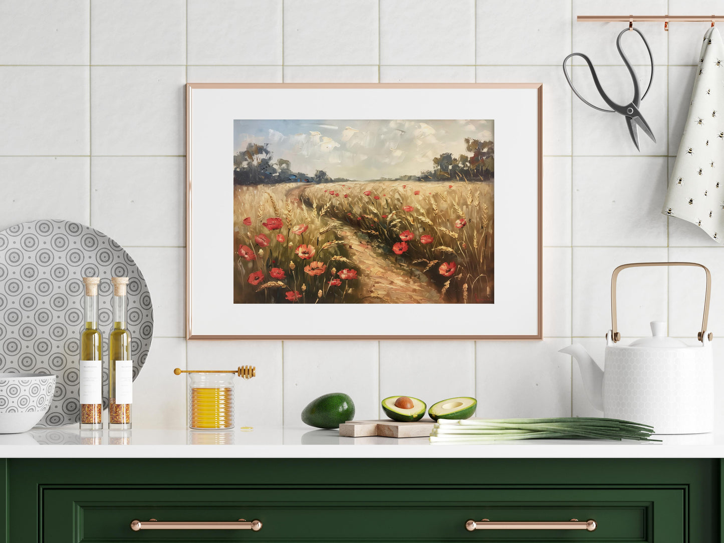 Whispering Field in the Morning Light- Golden hour, Home decor, Idyllic motif, Interior decoration, Nature idyll