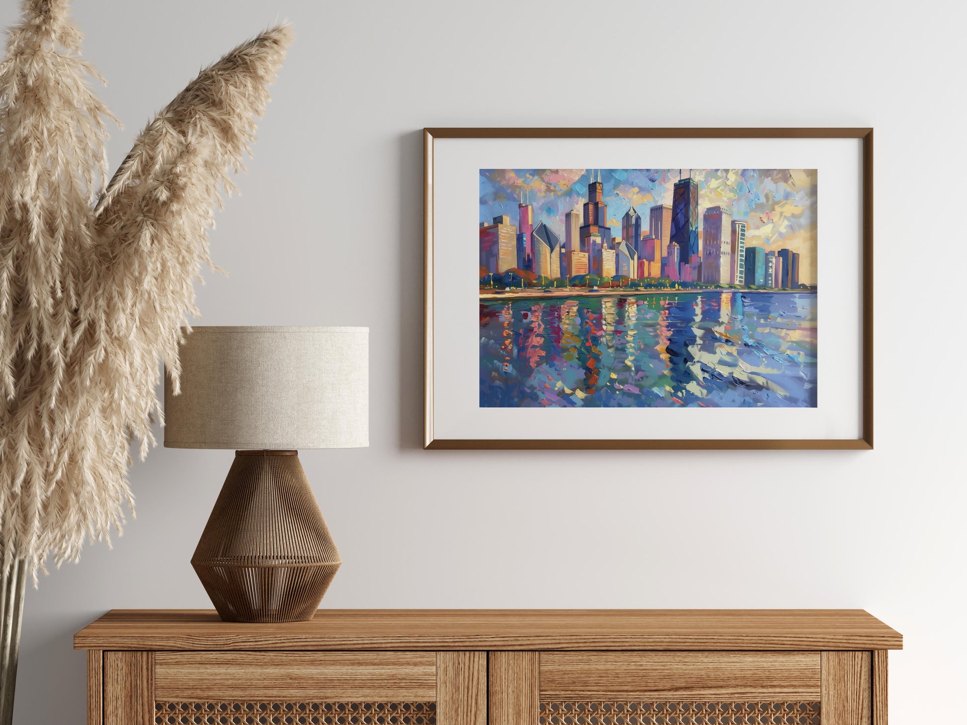 Sea of Lights in Chicago- Realism, City Landscape, Light Effects, Urban, Impressionism