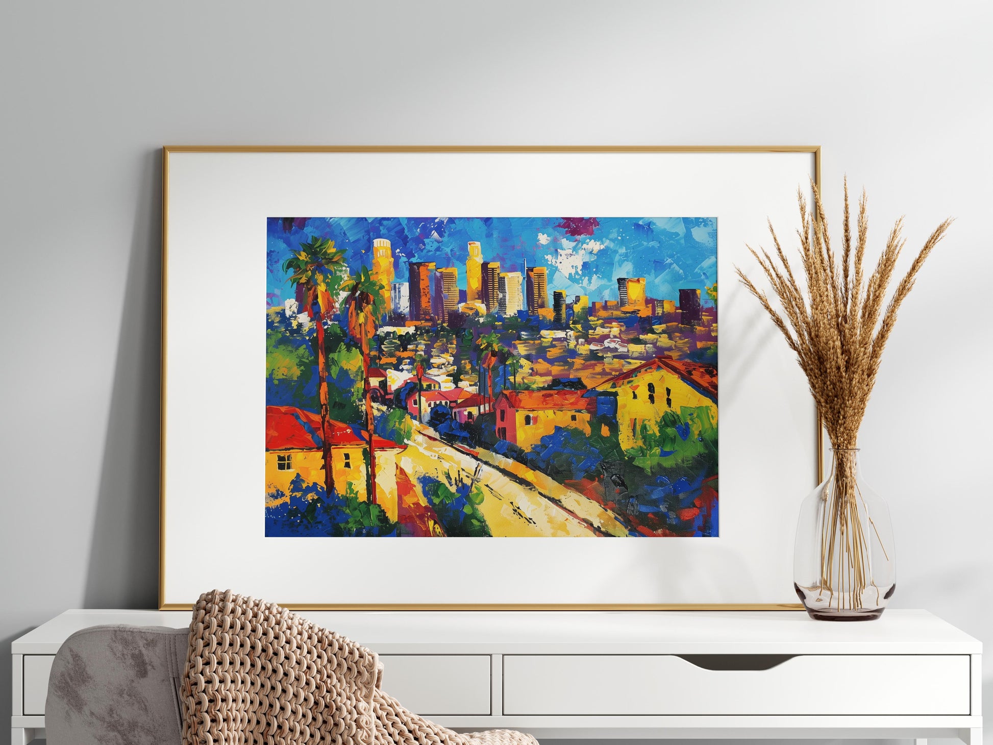 Lights of Los Angeles - A Tribute to the City of Angels by Isabella Conti- Dynamic Expressionism, Art Collection, Designer Piece, Cityscape, Colorful