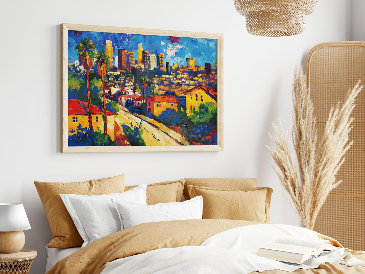 Lights of Los Angeles - A Tribute to the City of Angels by Isabella Conti- Dynamic Expressionism, Wall Decor, Los Angeles Skyline, Palm Trees, Luminosity