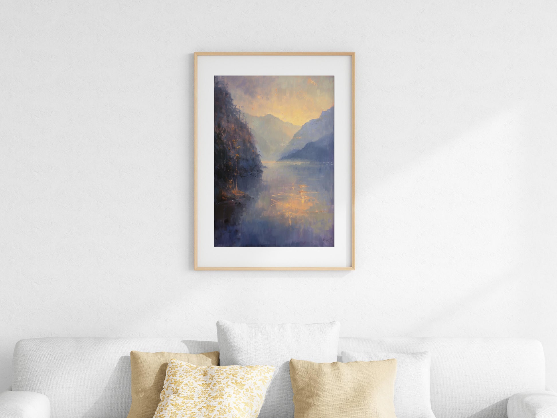 Dawn in the Misty Fjords- Connection to nature, Scandinavian art, Impressionism, Nature, Landscape painting