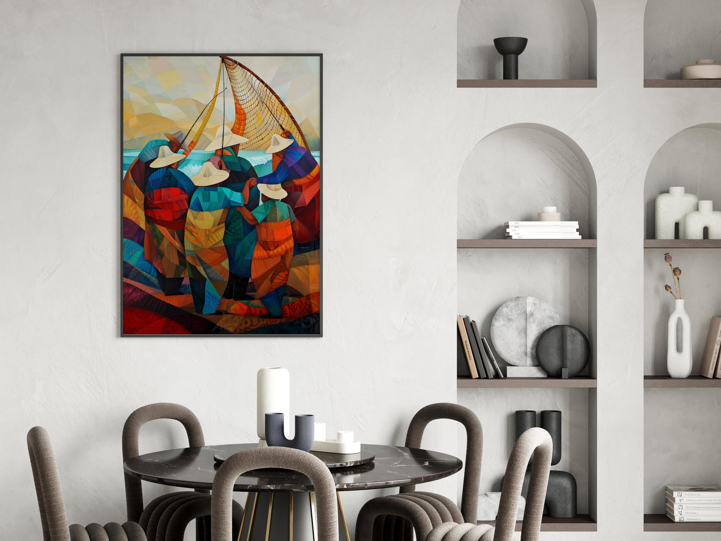 Community of Fishermen- culture, Leila Abeni, art print, dynamics, craftsmanship