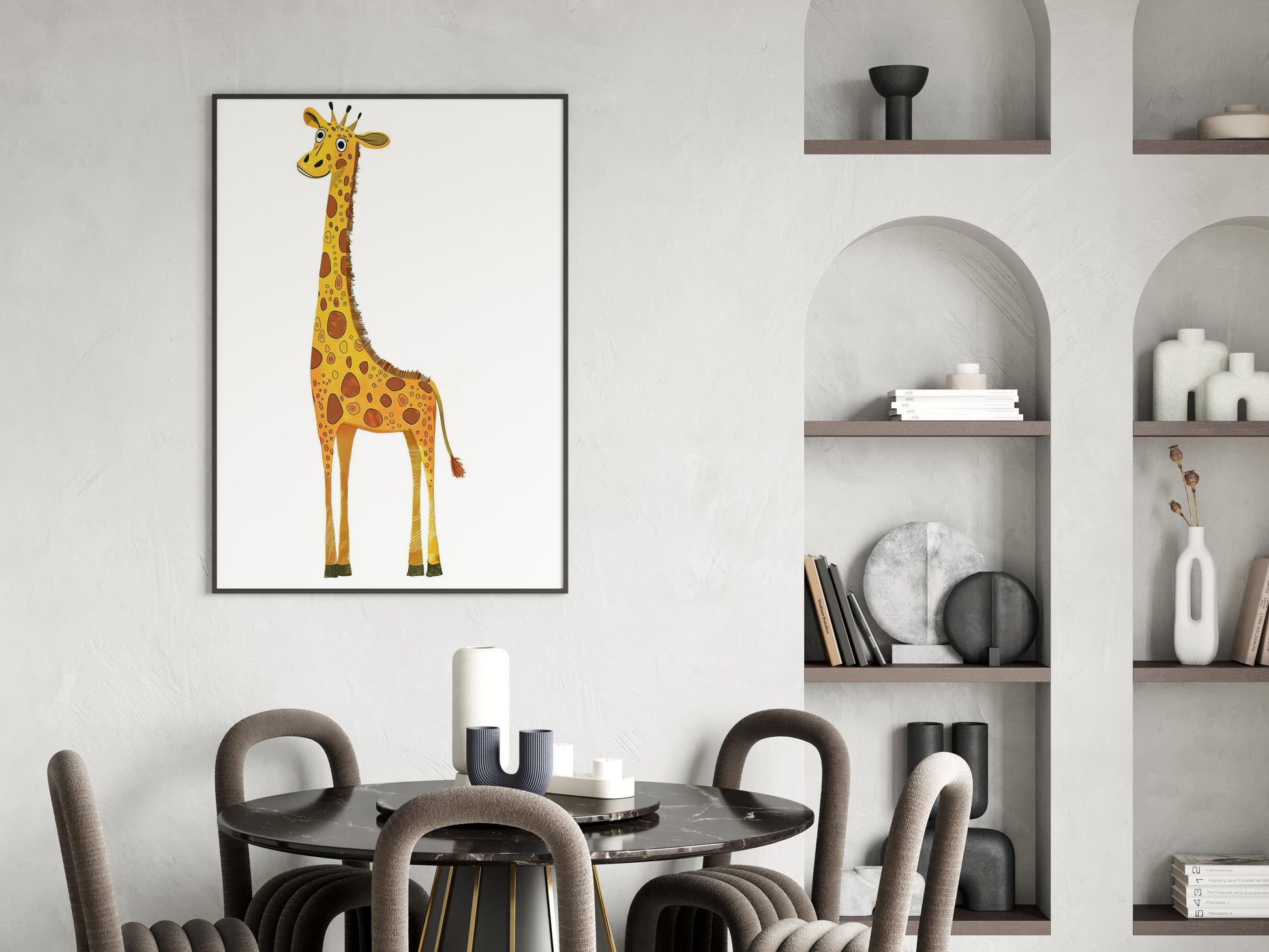 Playful Giraffe Illustration by Olena Kucherova- gift idea, Ukraine, giraffe, colorful art, wall decoration