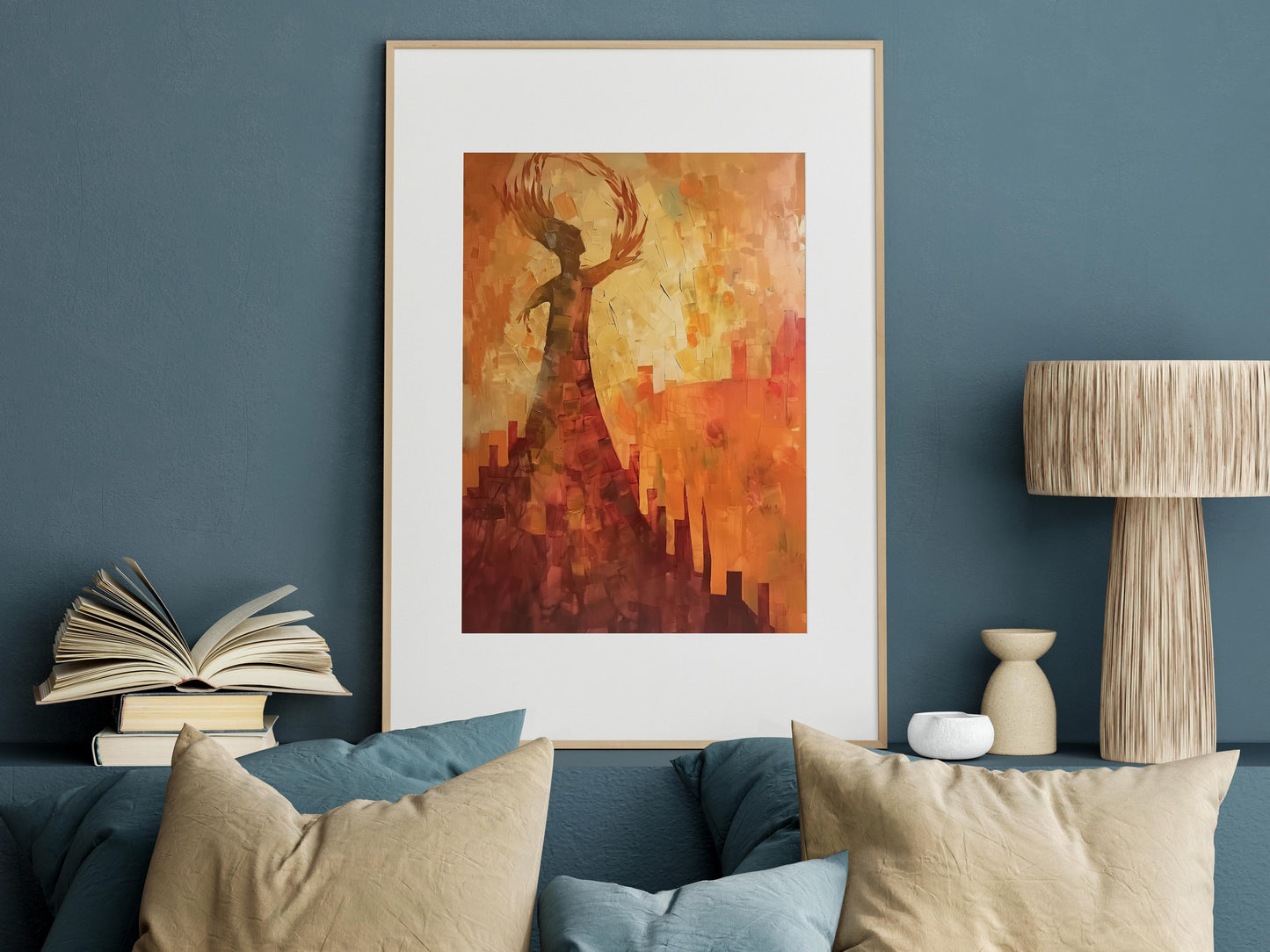 Flaming Horizon- Tree, Cubism, Color Scheme, Botany, Fire Sky