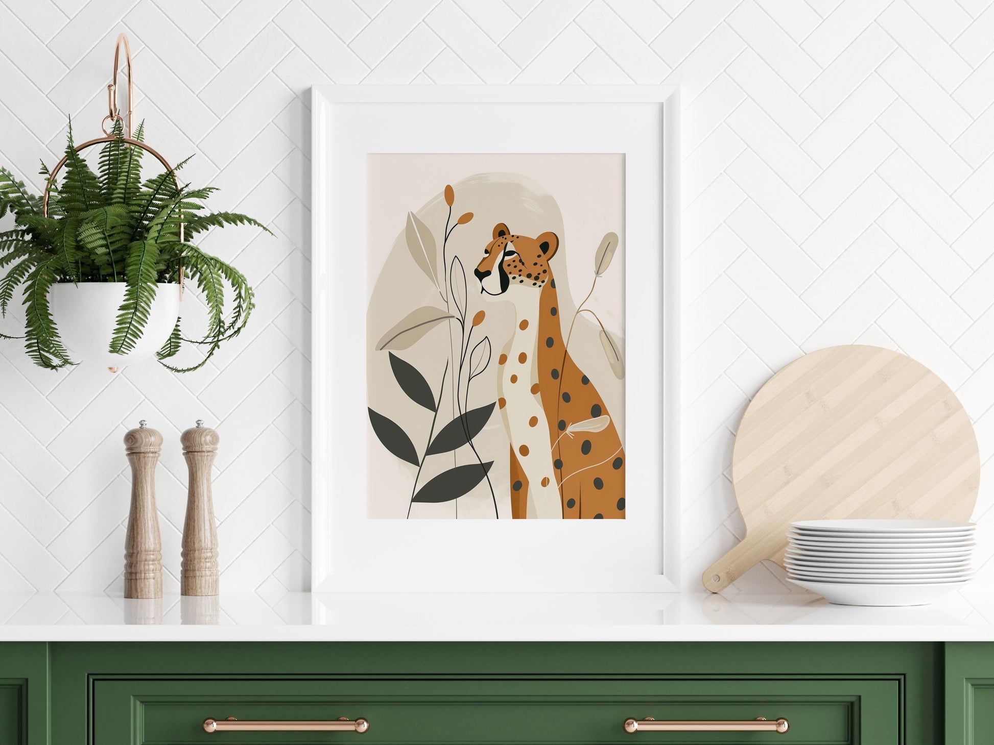 Gentle Elegance of the Cheetah- Abstract Art, Minimalism, Inner Stillness, Geometry, Italian Artist