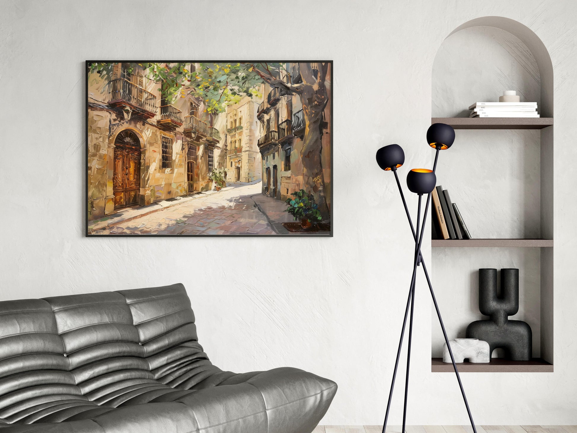 Sun-Drenched Alleys of Barcelona's Gothic Quarter- Investment, Cityscape, Art Collection, Composition, History