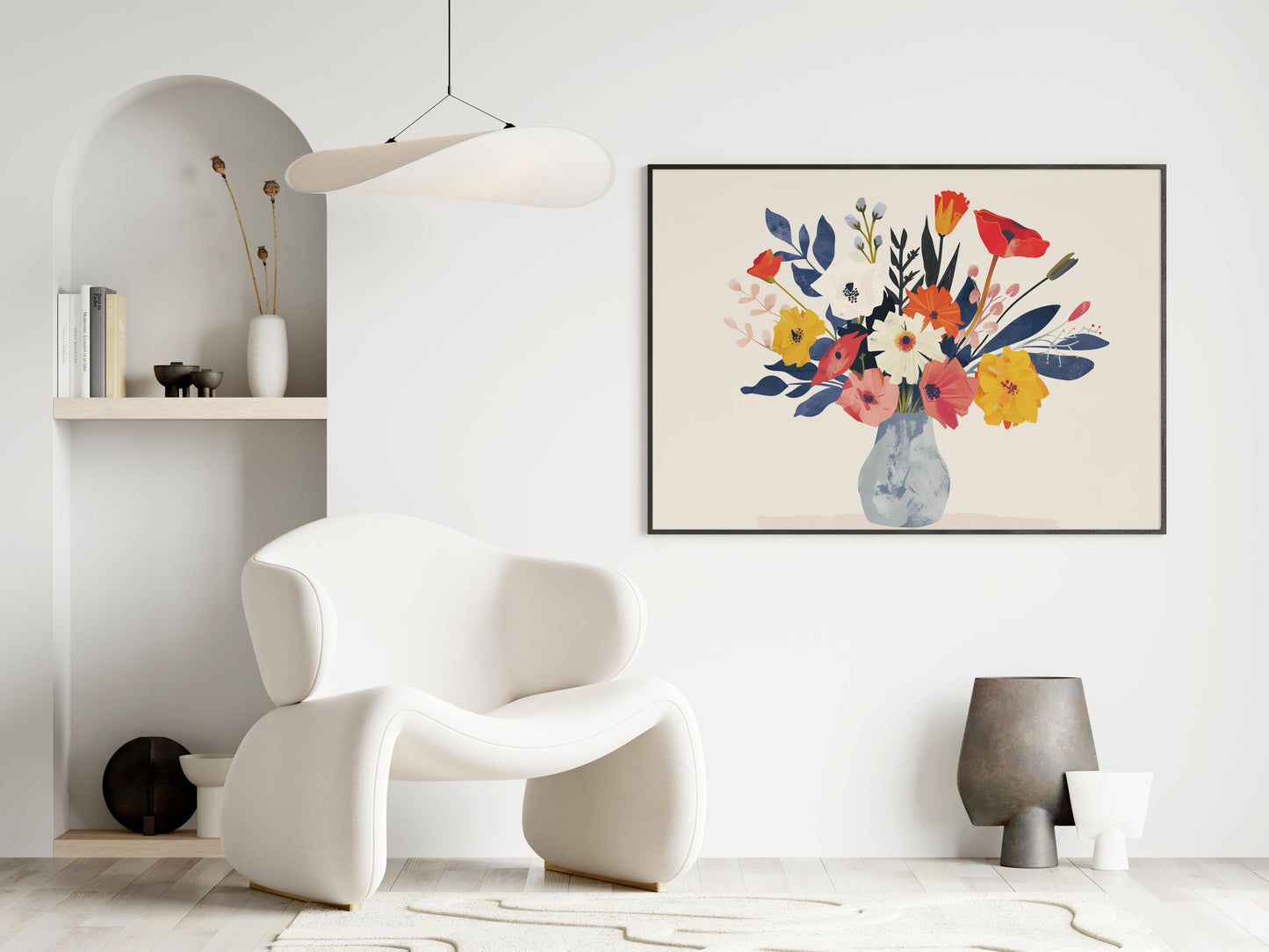 Floral Symphony in Geometry- Botany, Stylish, Art Collection, Natural Beauty, Modern Art