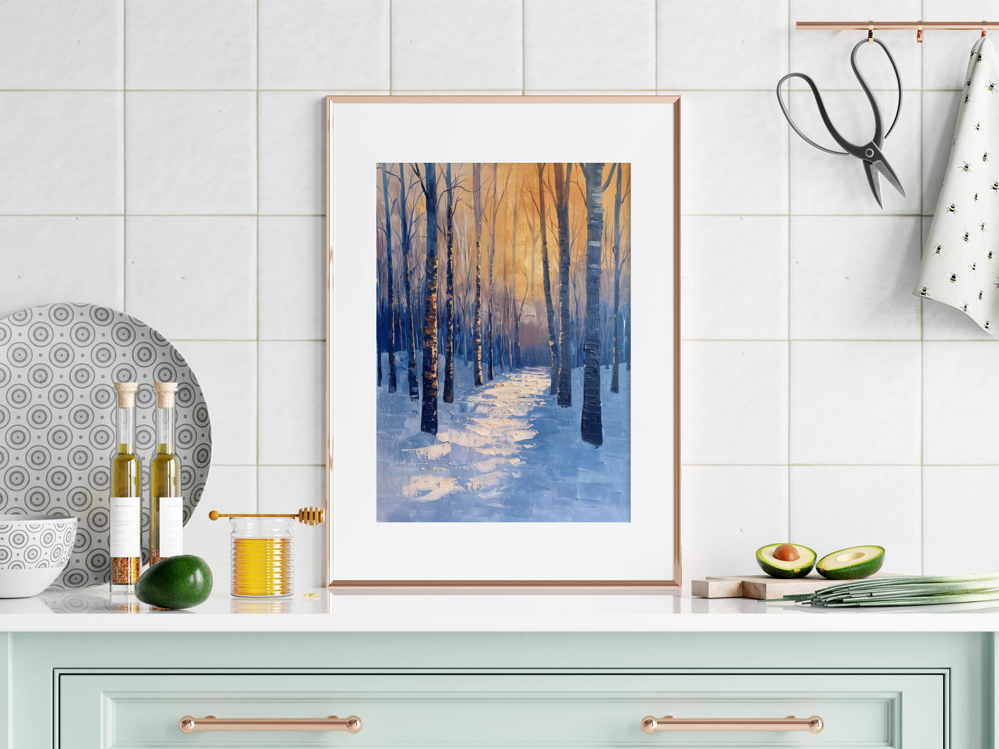 Winter Twilight in a Swedish Forest- landscape painting, twilight, Sweden, art print, brushwork