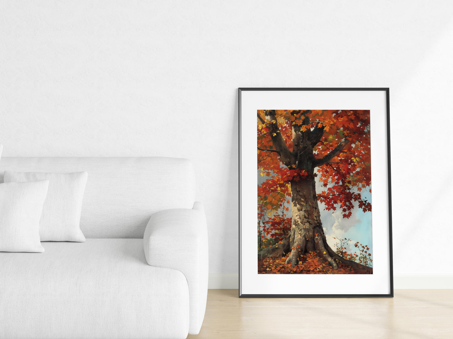 Autumnal Splendor of a Canadian Maple- play of light, interior decoration, vivid colors, art print, foliage