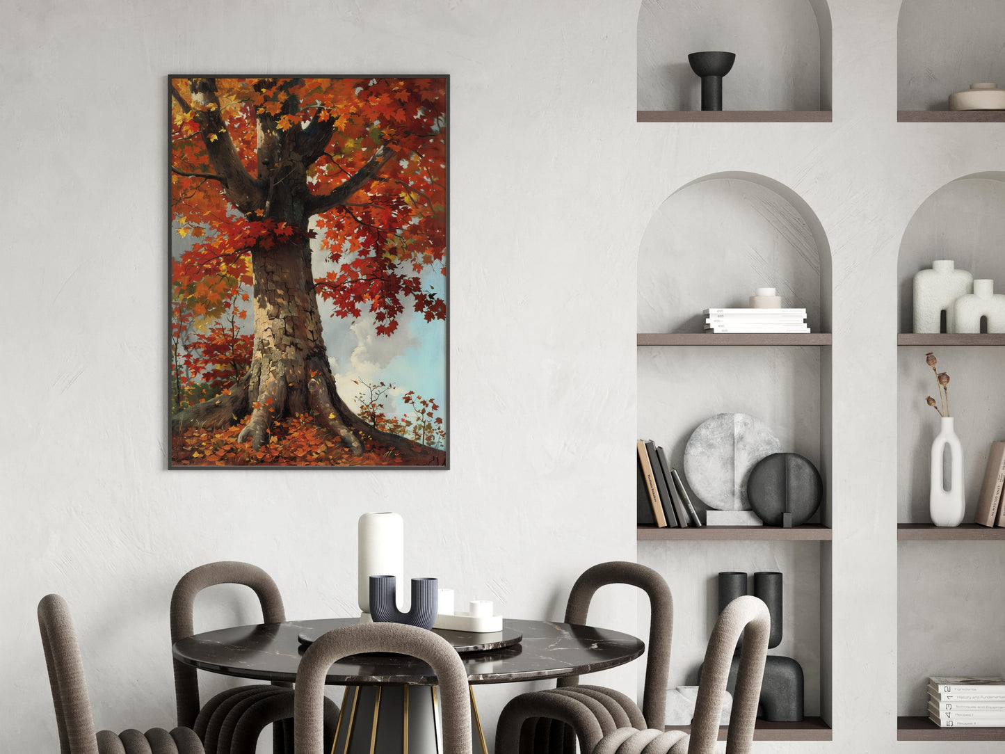 Autumnal Splendor of a Canadian Maple- autumn scene, fine details, Alberta, interior decoration, play of light