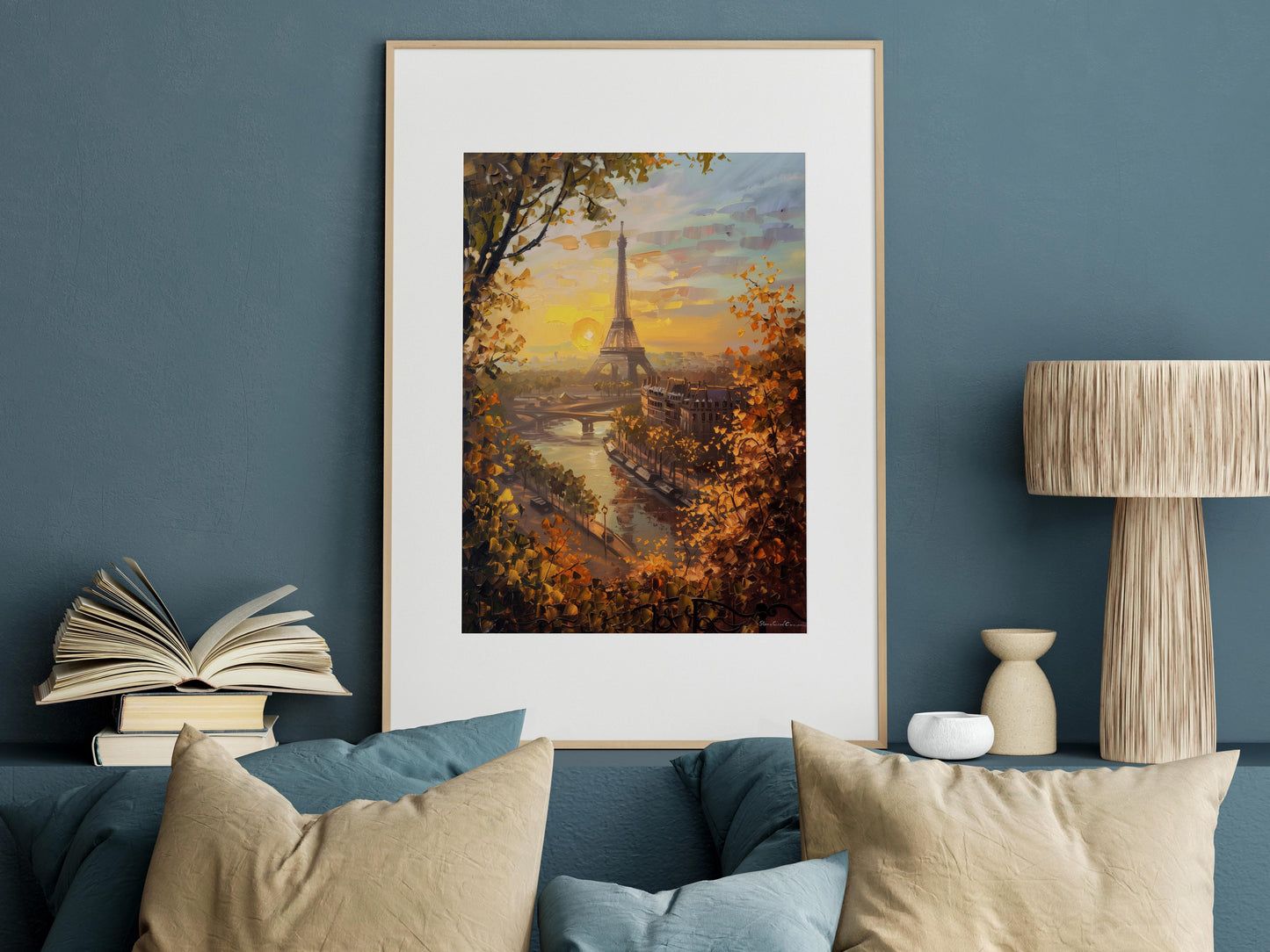 Autumn Morning in Paris- Autumn, Realistic art, American artist, Sunrise, City life