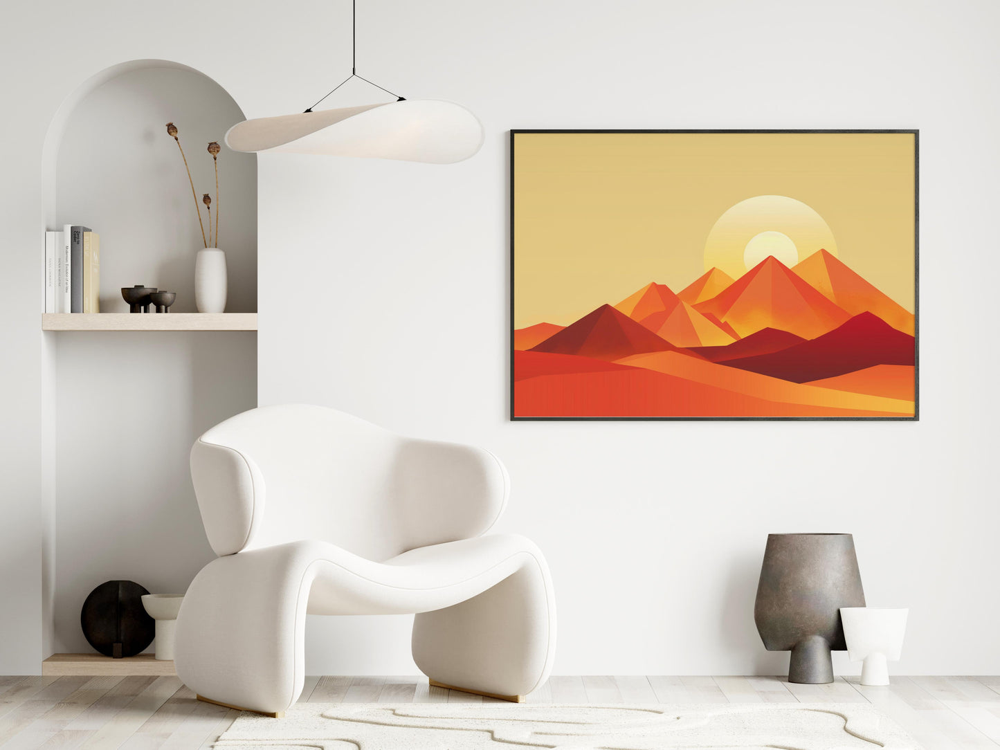 Geometric Sunrise Over the Mountains- Mountain Art, Geometric Abstraction, Abstract Art, Mountains, Nature Representation