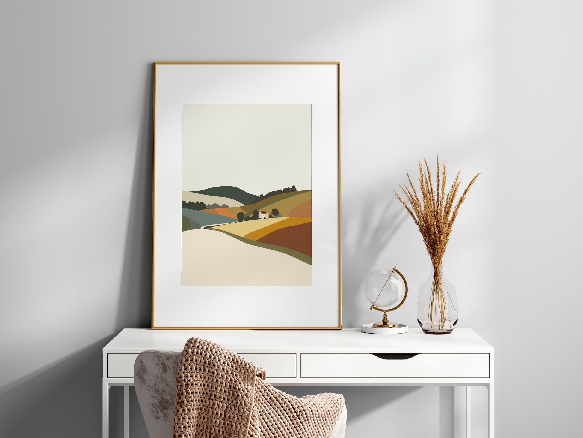 Gentle Waves of the English Countryside- landscape art, geometric abstraction, modern art, contemplation, harmony