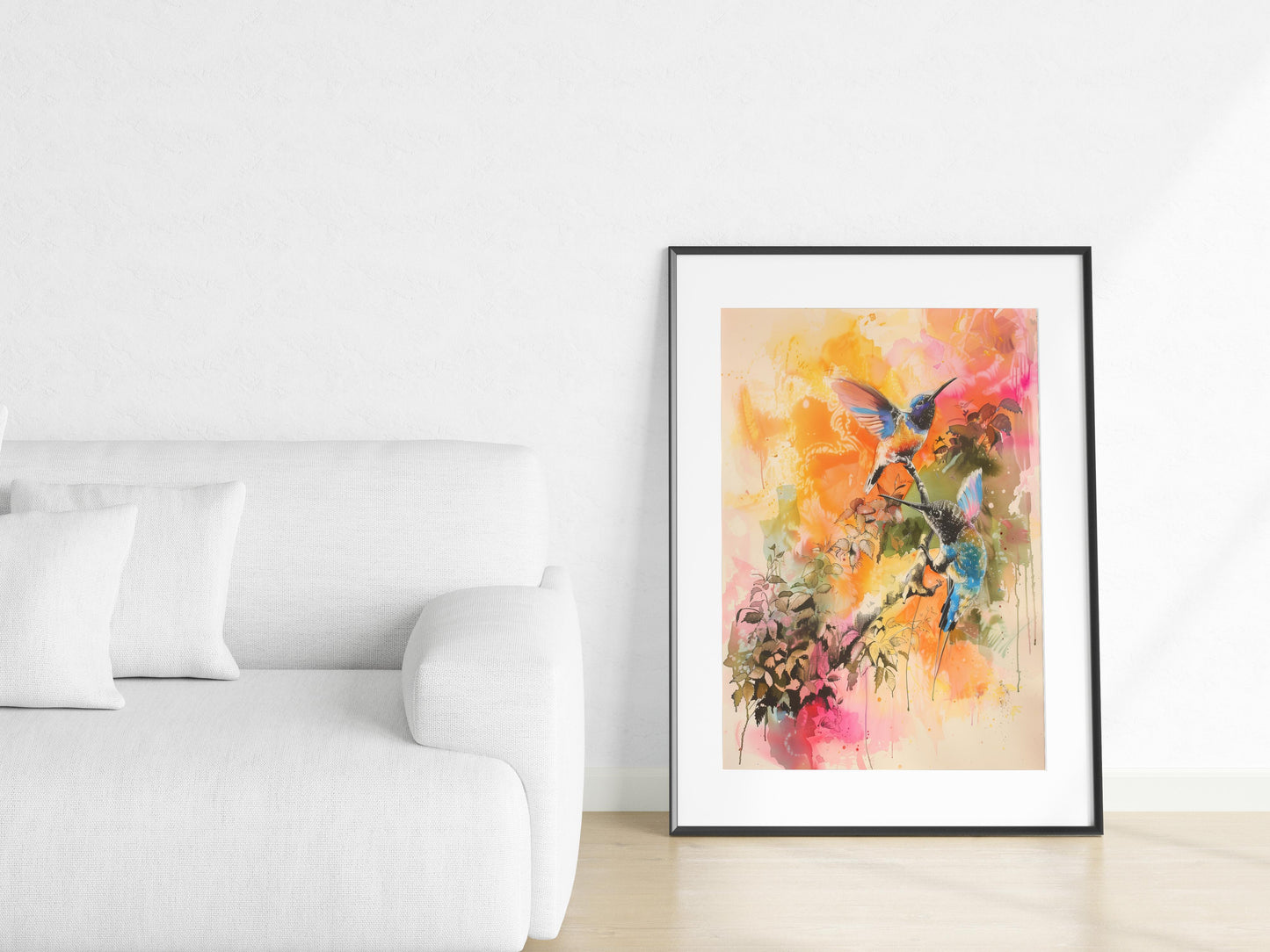 Flügel des Morgens- hummingbirds, watercolor painting, wildlife, artistic dynamism, nature portrayal