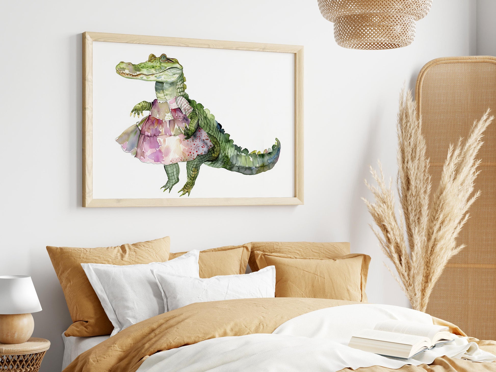 Dance of the Enchanting Crocodile- fairy-tale, Watercolors, magical, Eliana Solberg, Nordic