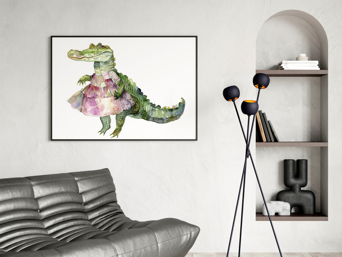 Dance of the Enchanting Crocodile- Eliana Solberg, Watercolors, fairy-tale, enchanting, watercolor