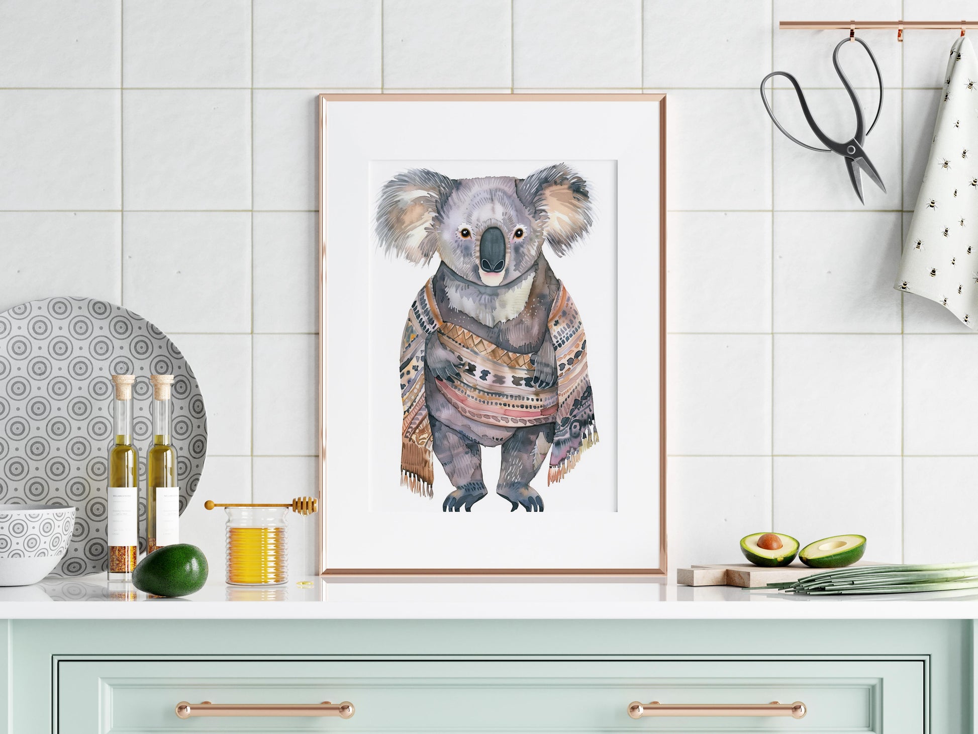 Mystical Koala of the North- modern fairy tales, Eliana Solberg, anthropomorphic, watercolor illustration, Nordic art