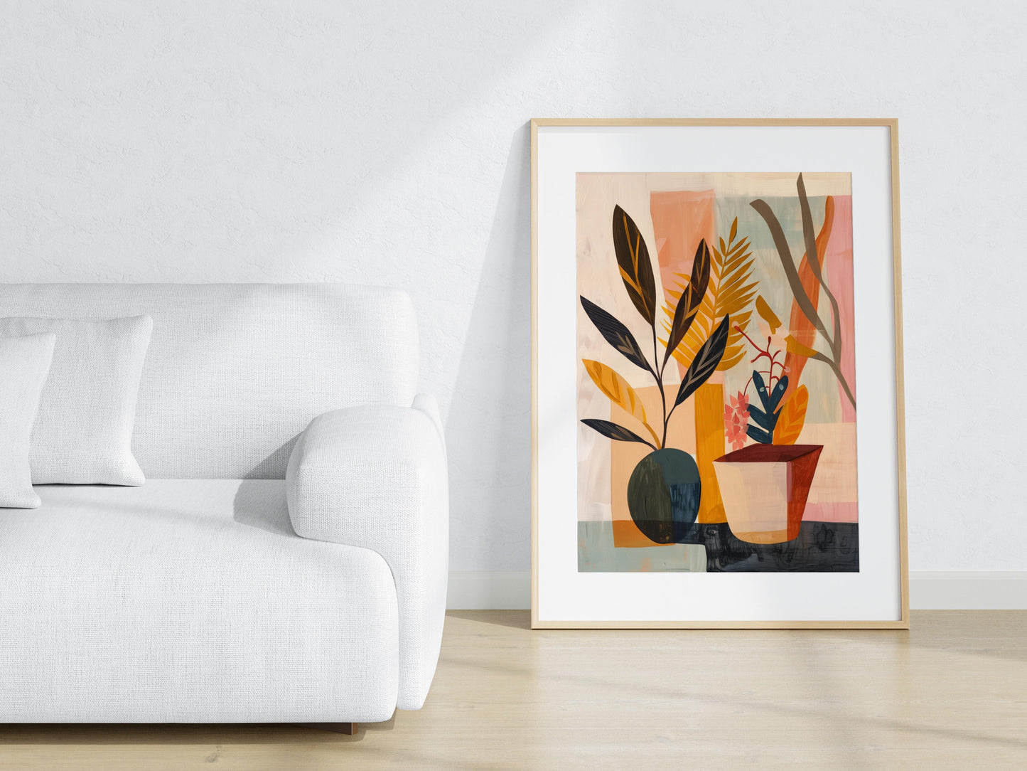 Botanical Impressions in Geometry- abstraction, earth tones, office decor, copper accents, artistic dialogue