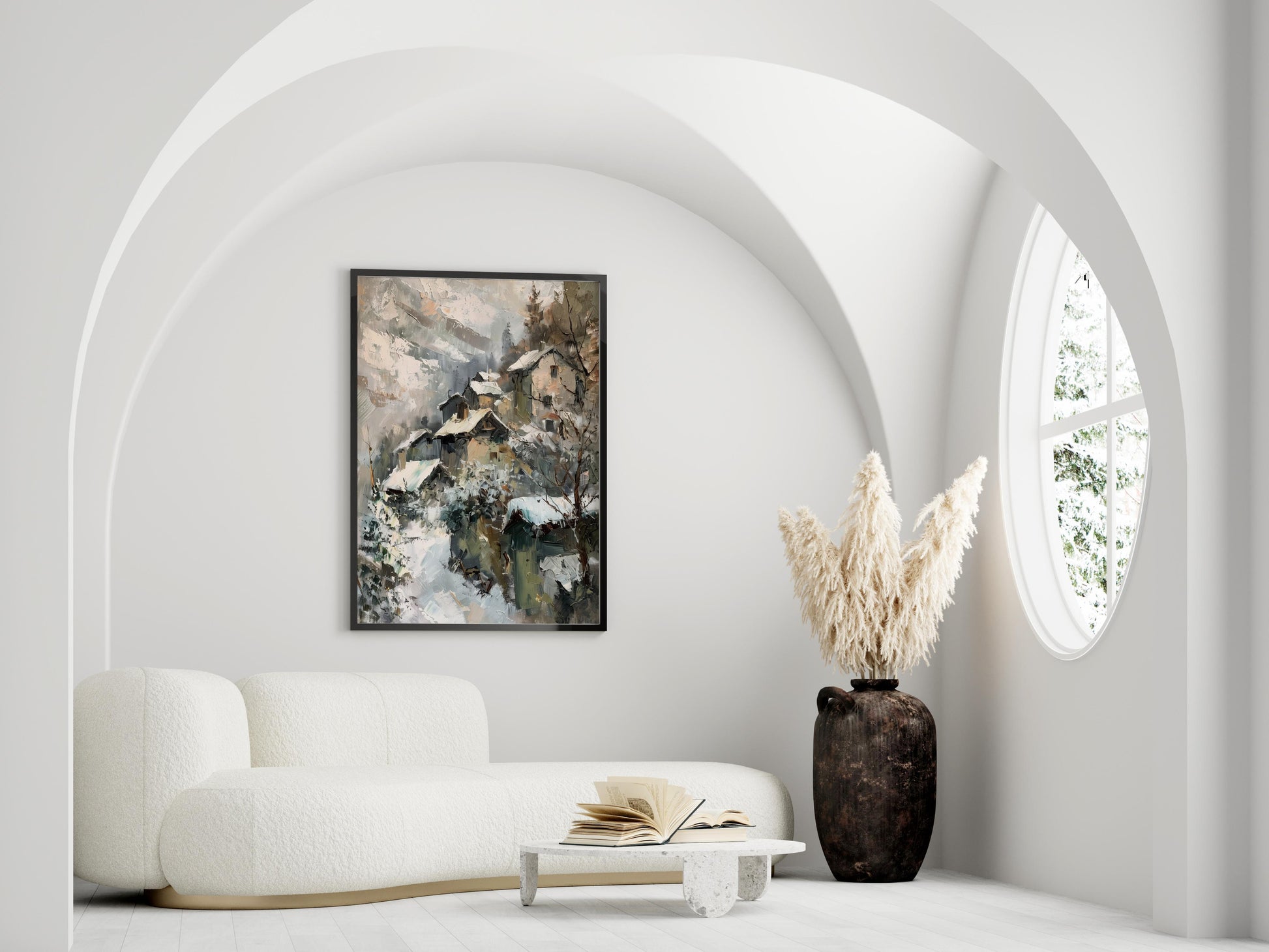 Alpenidyll im Winter- Mountain scene, Art investment, Alessia Moretti, Modern art, Snowy landscape