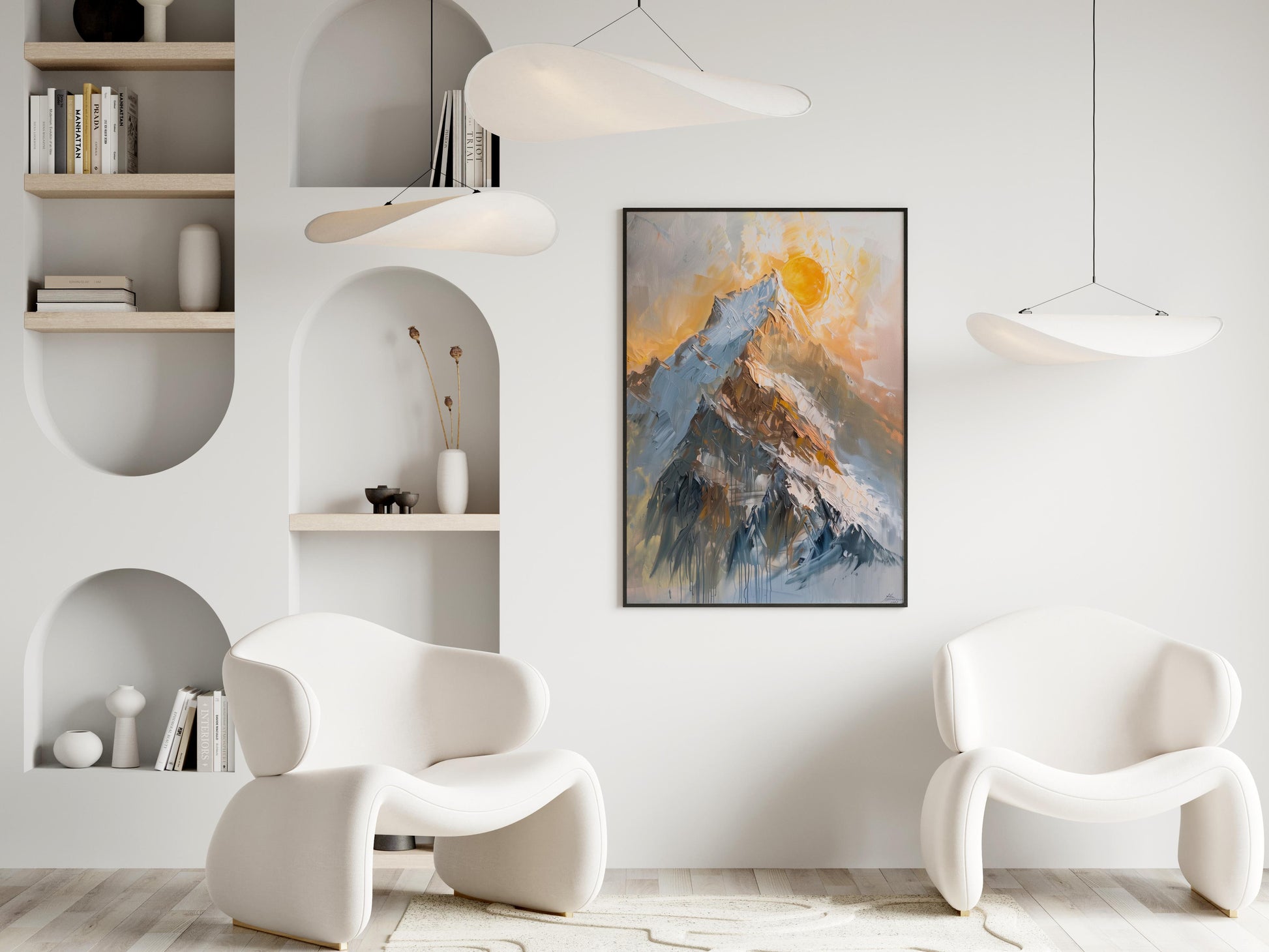 Alpenglühen - Ein impressionistisches Meisterwerk von Alessia Moretti- italienische Kunst, Impressionismus, visuelle Reise, Alpen, warm