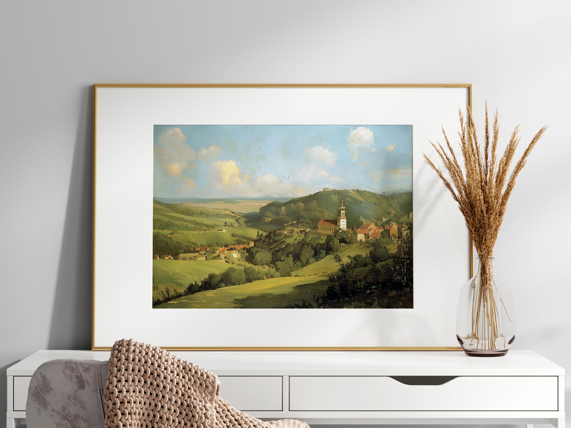 Idyllic Serenity in Gentle Hills- light and shadow, peace, gentle hills, farmland, realism