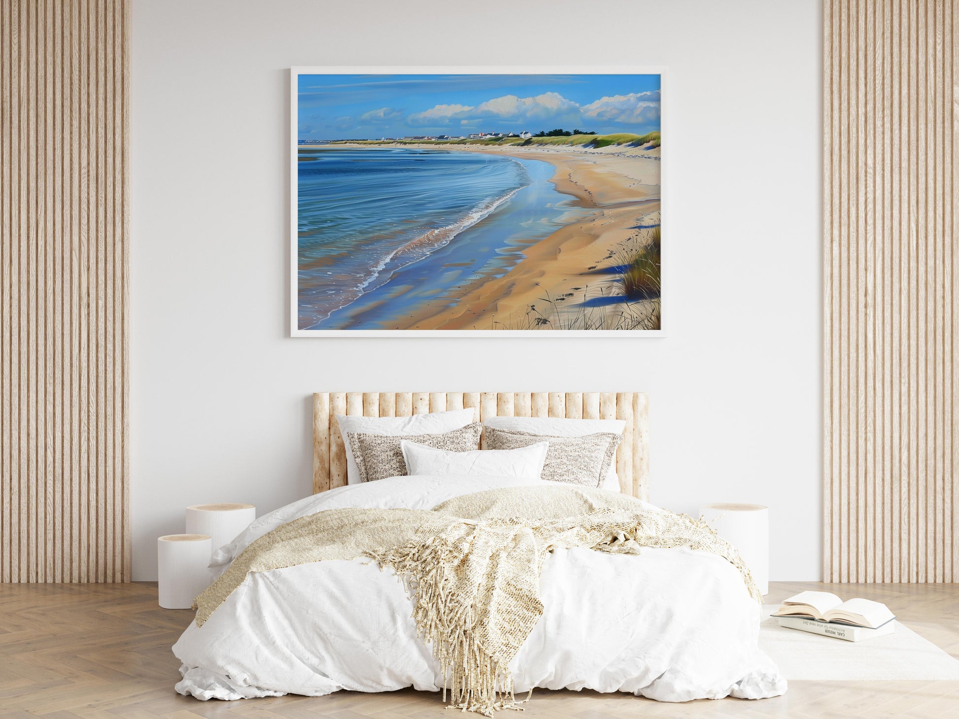 Whispering Waves on the Shore- beach, nature painting, Canadian artist, coastal landscape, Evan Tremblay