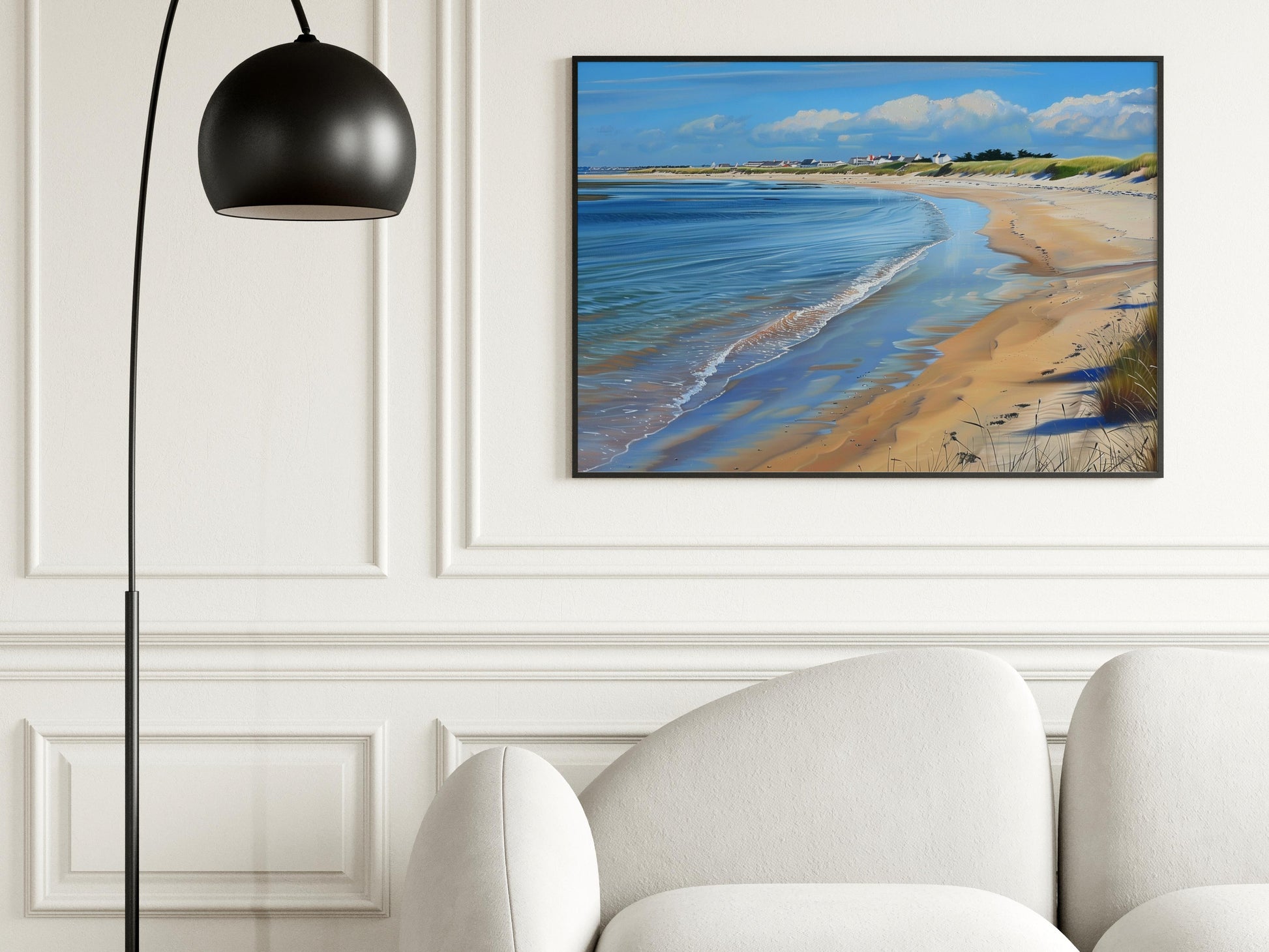 Whispering Waves on the Shore- beach, sandy beach, Evan Tremblay, realism, coastal landscape