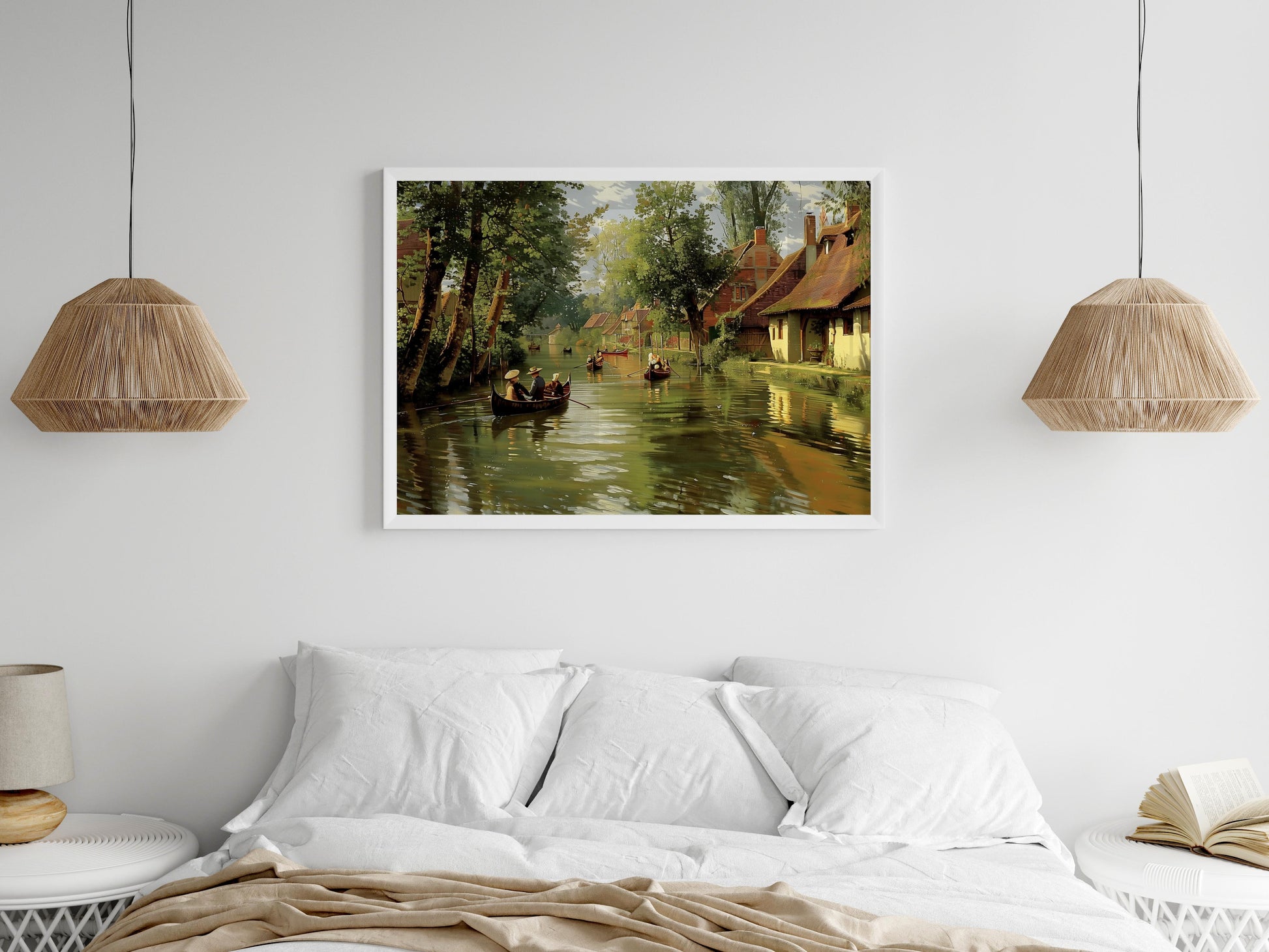 Idyllic Waterways- water reflection, Evan Tremblay, landscape painting, light and shadow, river landscape