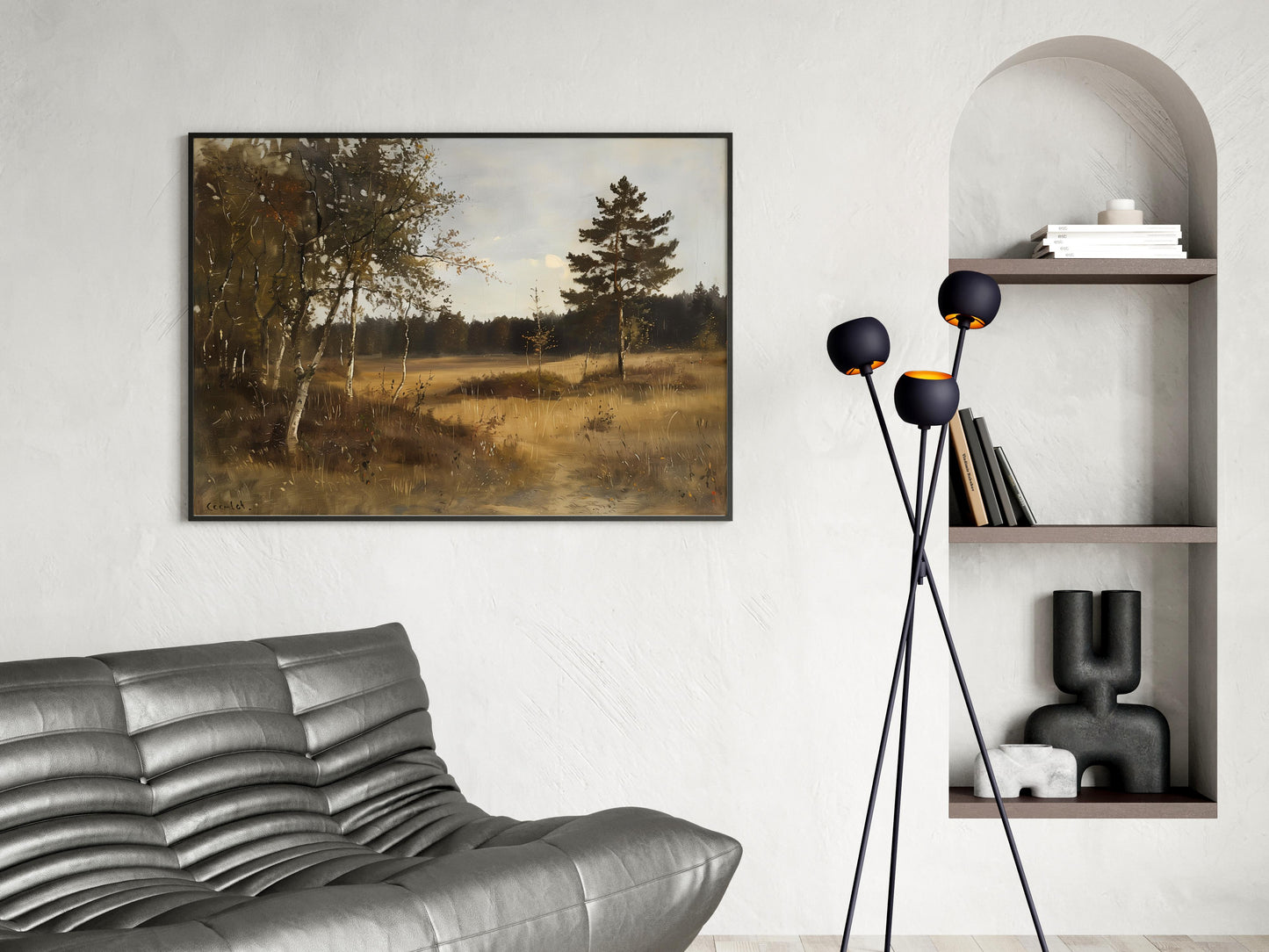 Autumnal Serenity in the Lüneburg Heath- soothing art, landscape painting, depiction of nature, contemporary art, art collection