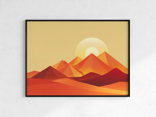 Geometric Sunrise Over the Mountains- Sunset, Geometric Abstraction, Nature Representation, Mountain Art, Eldon Peak