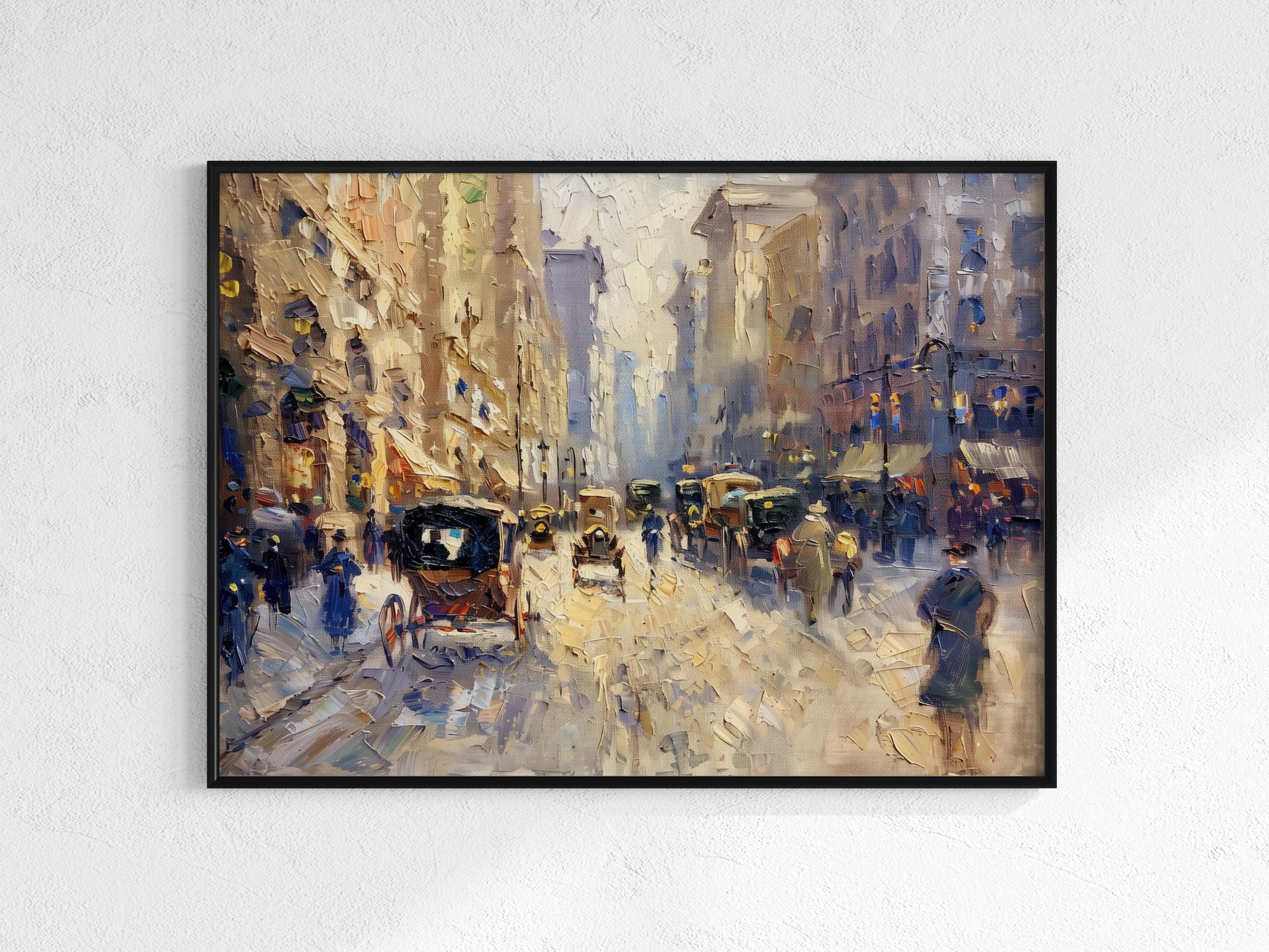 Vibrant Street Scene of the 1900s- Historical Scene, City Painting, Wall Decor, Canvas Prints, Expressionism