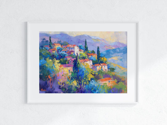 The Vibrant Hills of Porto- Eliana Costa, Portugal, dynamic brushstrokes, nature depiction, vivid colors