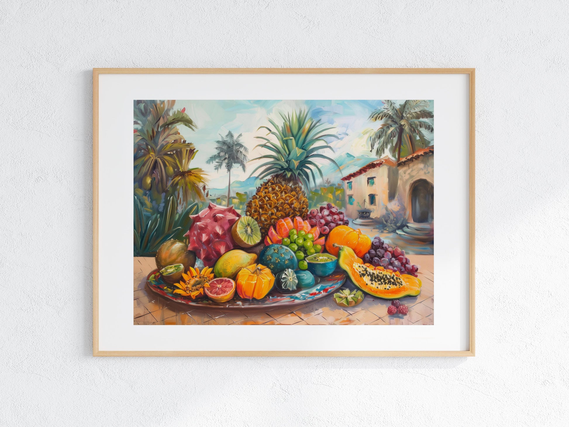 Exotic Fruit Celebration- joy of life, art collection, Alessia Moretti, color splendor, Mediterranean landscape