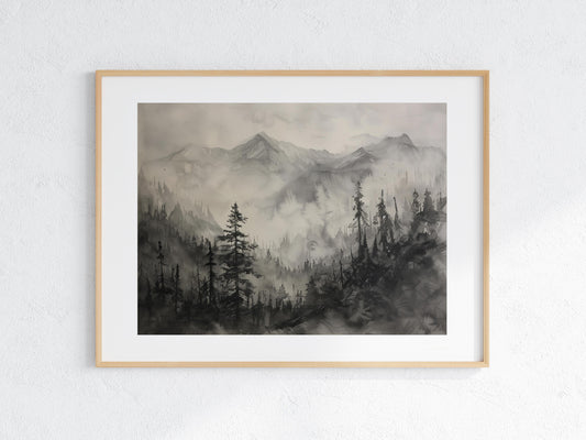 Nebelschleier uber dem Bergwald- Forest scenery, Peace, Art collection, Misty mood, Inspirational